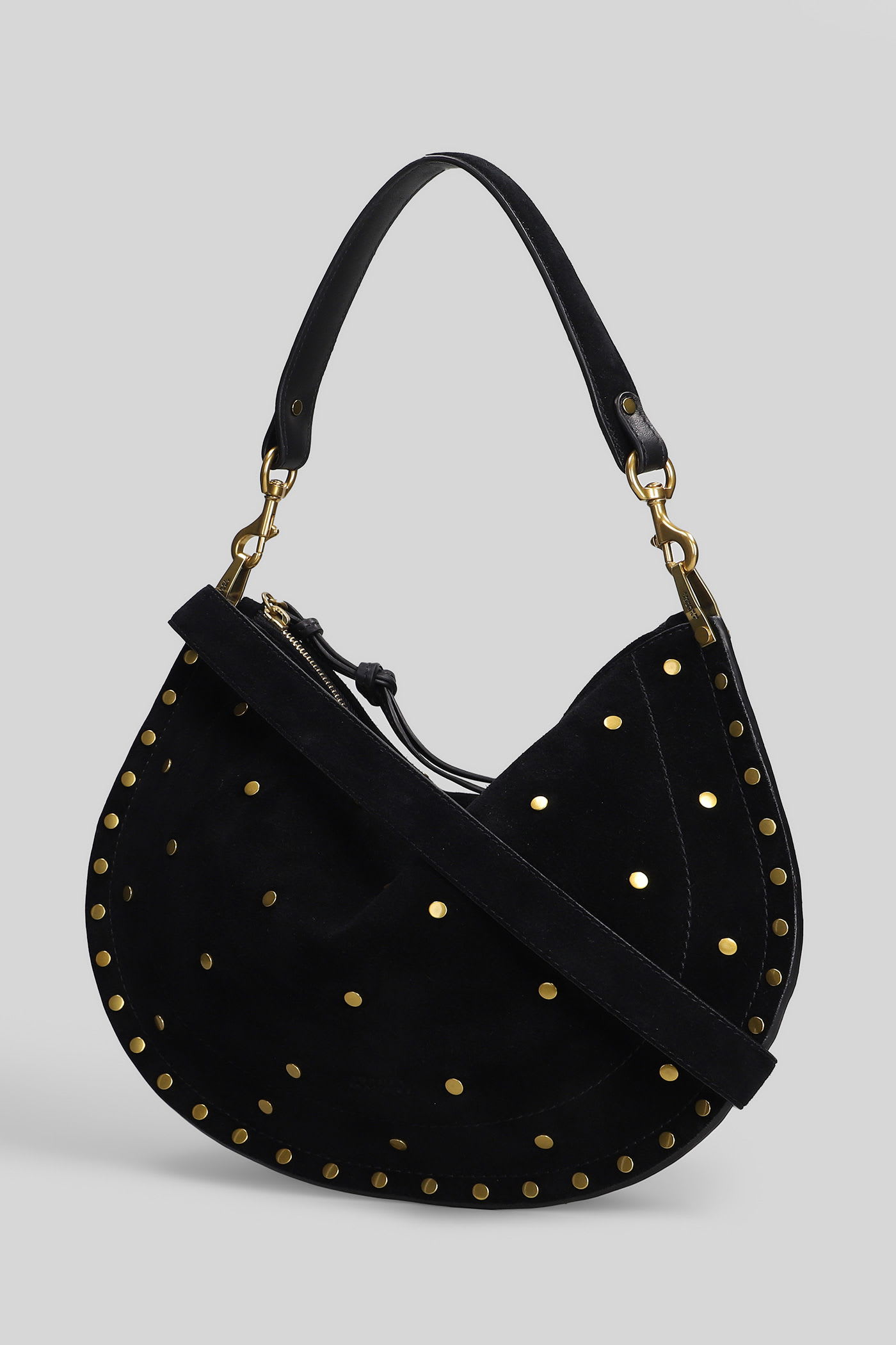 Isabel Marant Oskan Soft Zip Shoulder Bag In Black Suede In Black