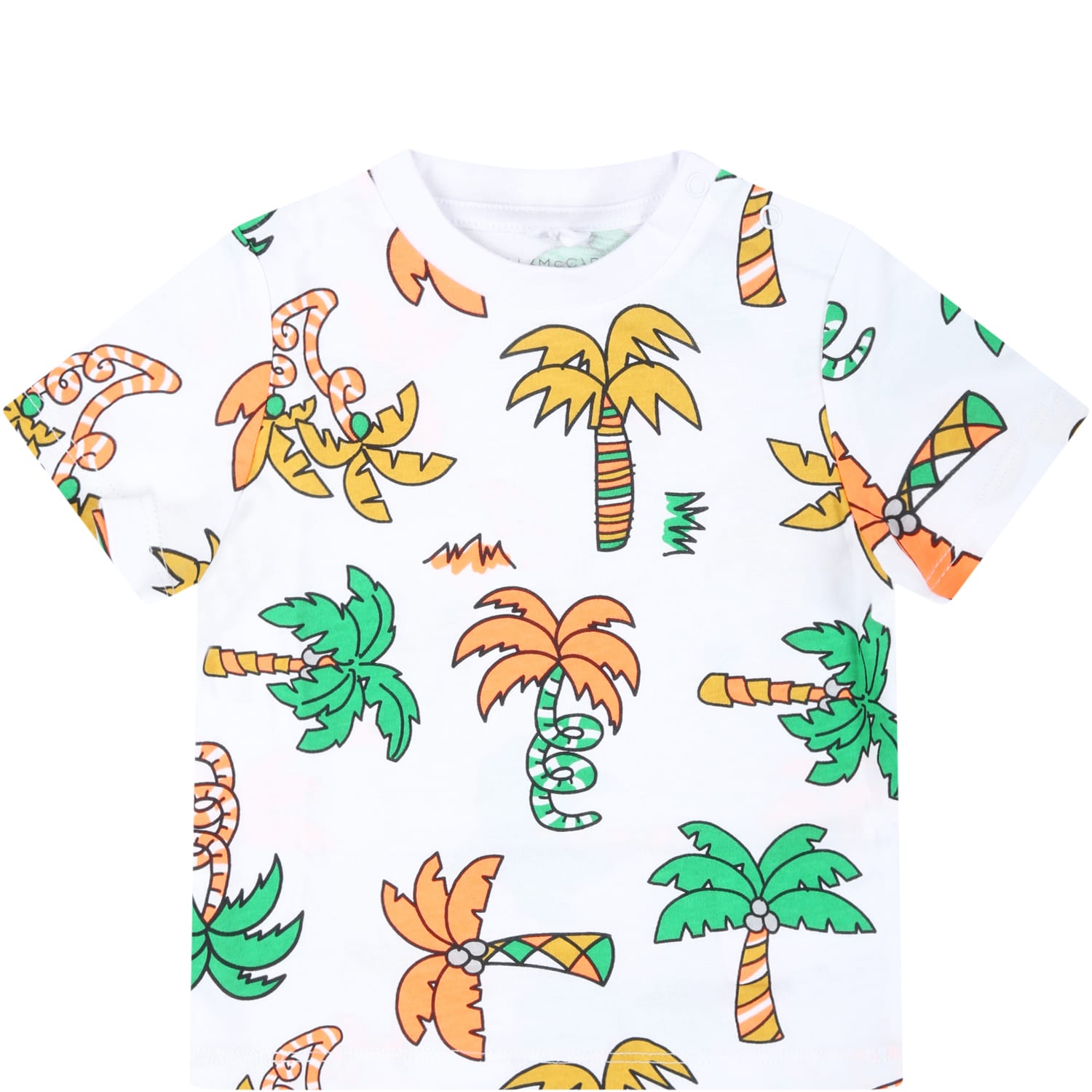 Stella Mccartney White T-shirt For Baby Boy With Palm Trees