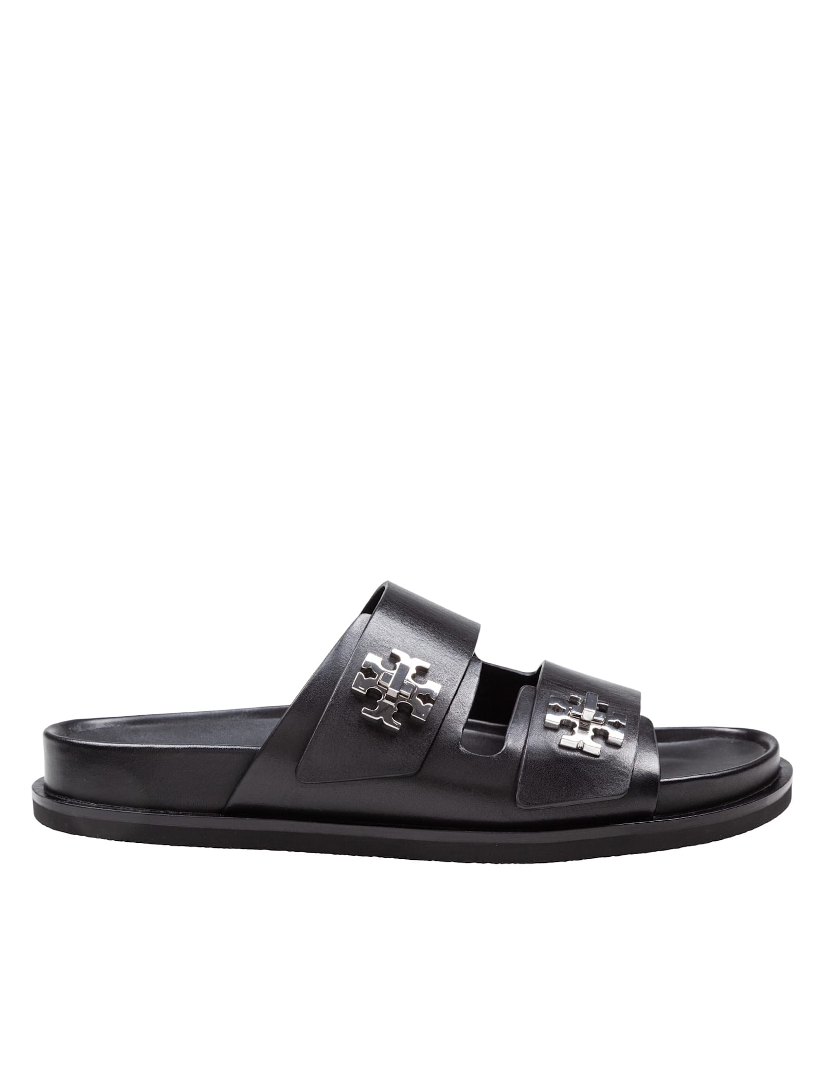 Sport Slide Sandal In Leather Color Black