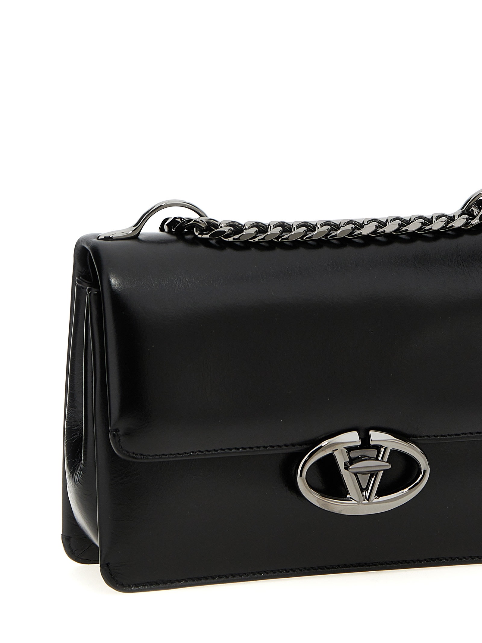 Shop Valentino Vlogo Locker Shoulder Bag In Black