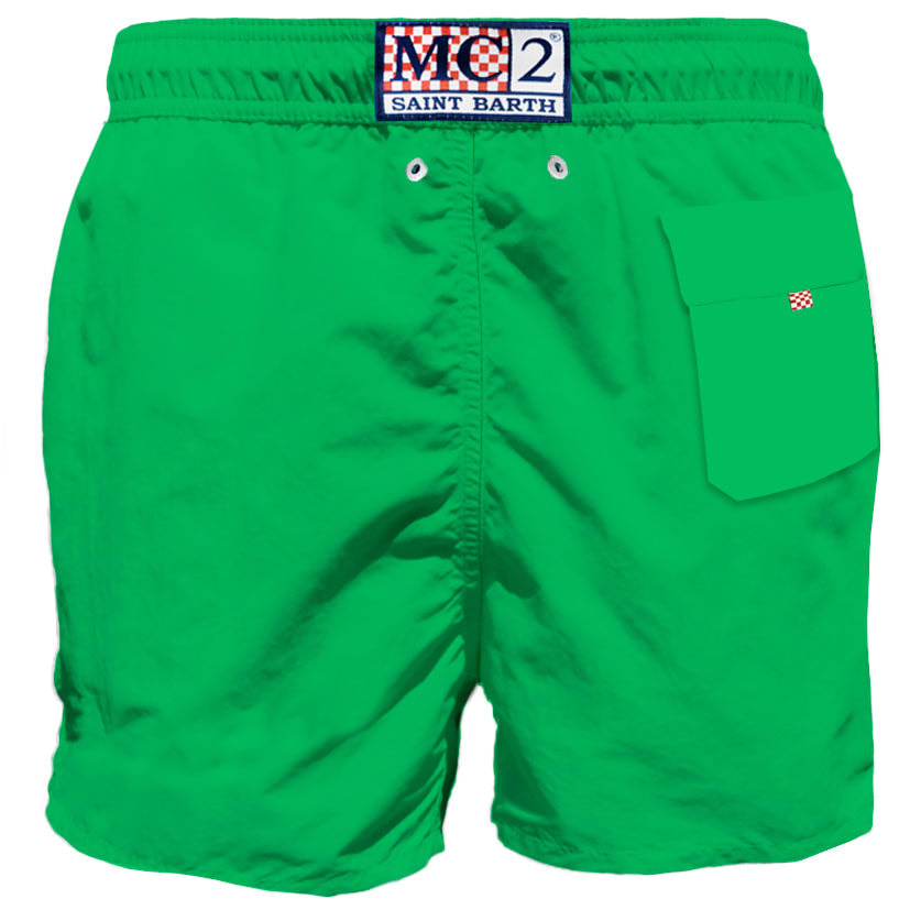 Mc2 Saint Barth Green Man Swim Shorts With Pocket In Green