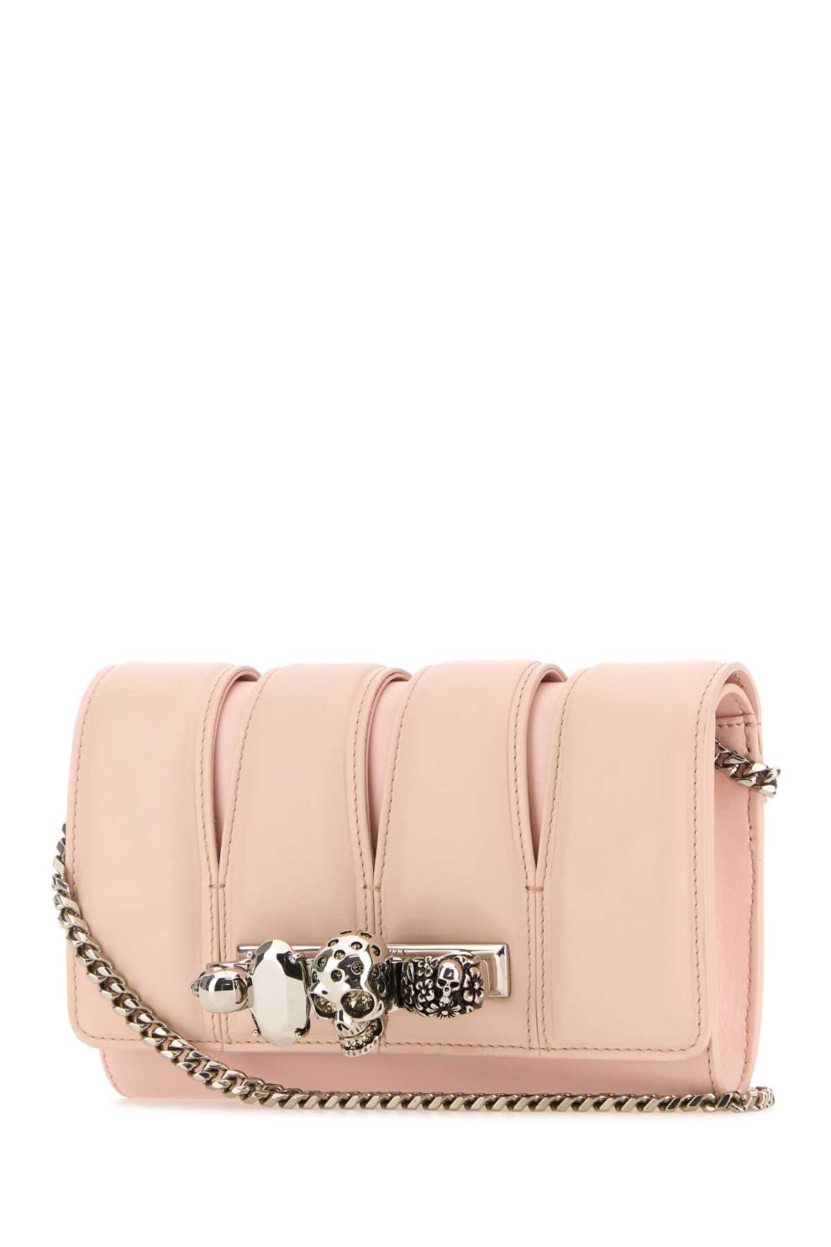 Shop Alexander Mcqueen Pink Leather The Slash Clutch In Clay