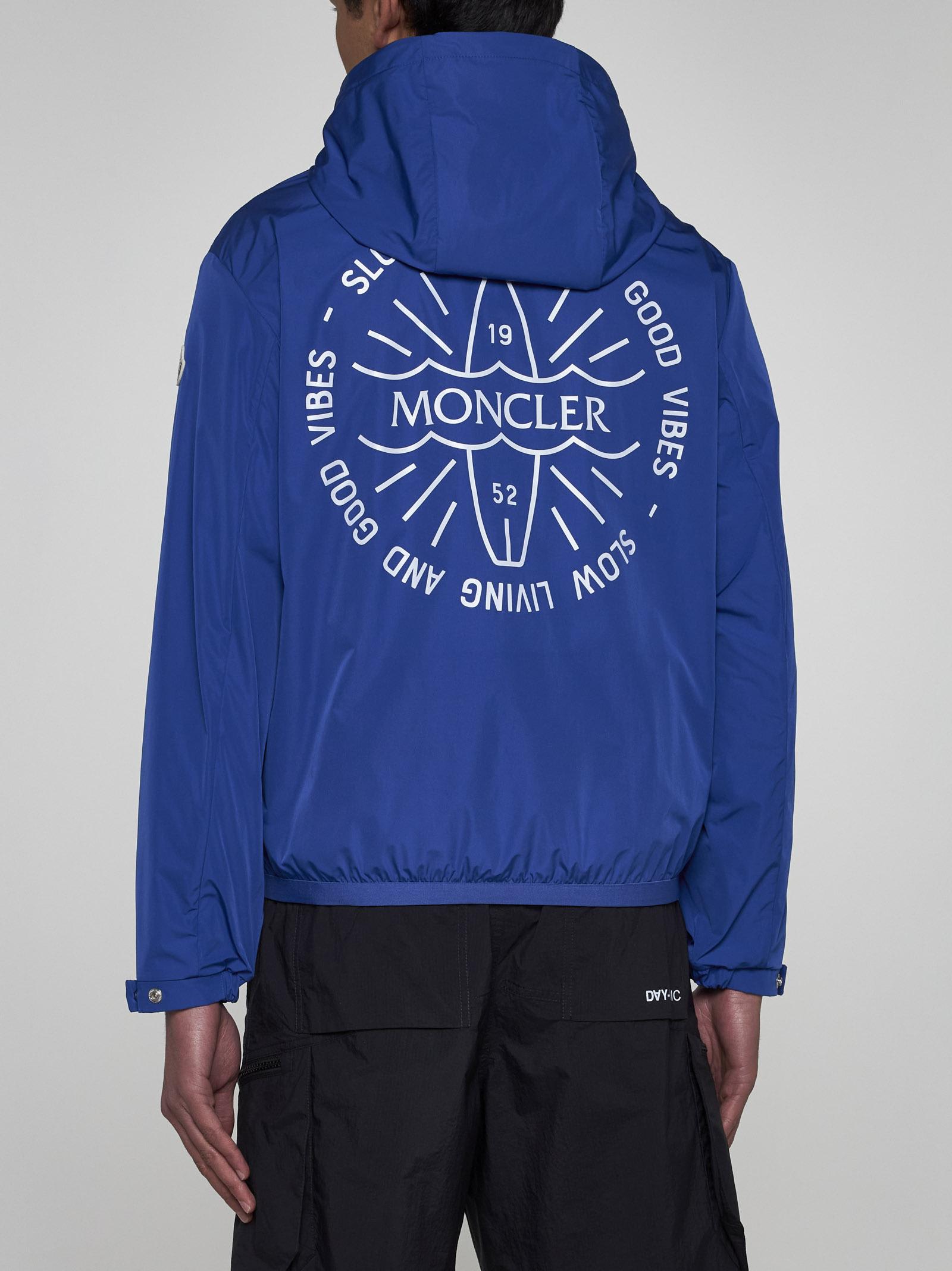 Shop Moncler Clapier Nylon Jacket In Medium Blue