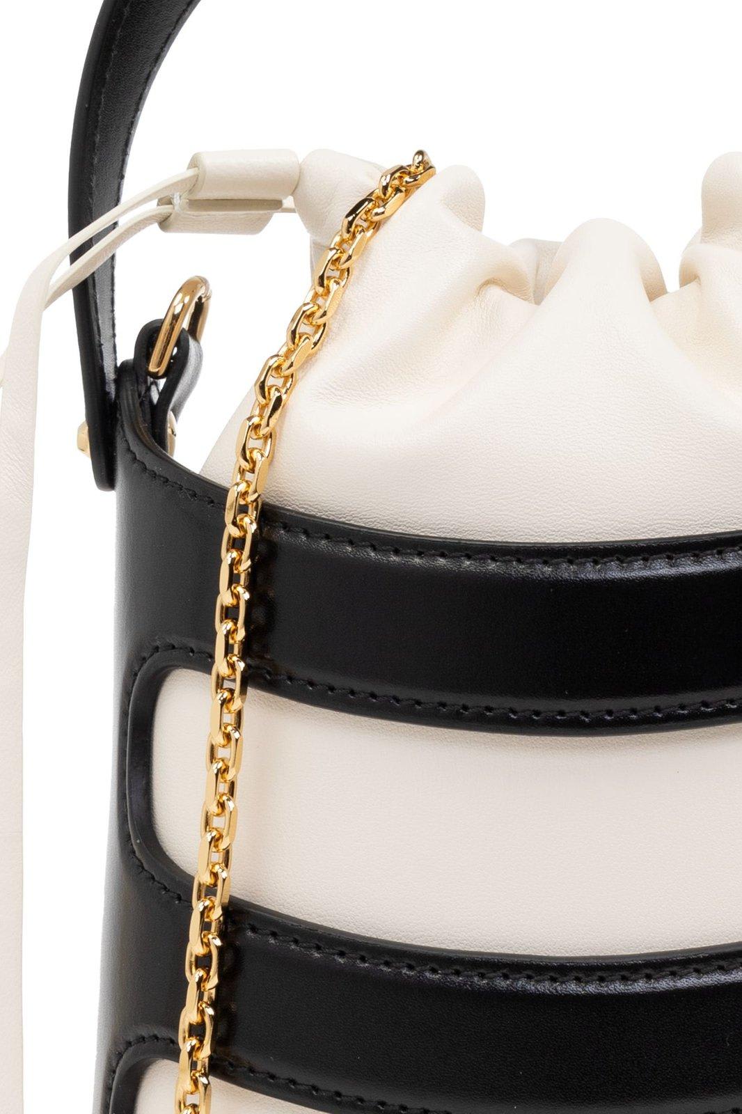 Shop Alexander Mcqueen The Rise Mini Bucket Bag In Black/neutrals