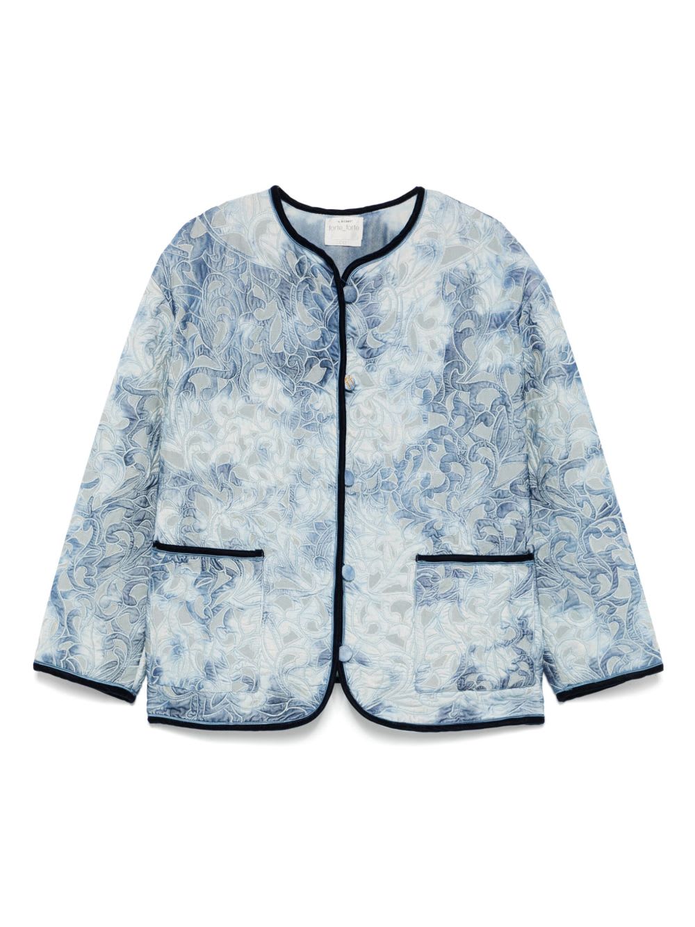 Forte Forte Floral Pattern Cotton Jacket Featuring Pockets In Blue