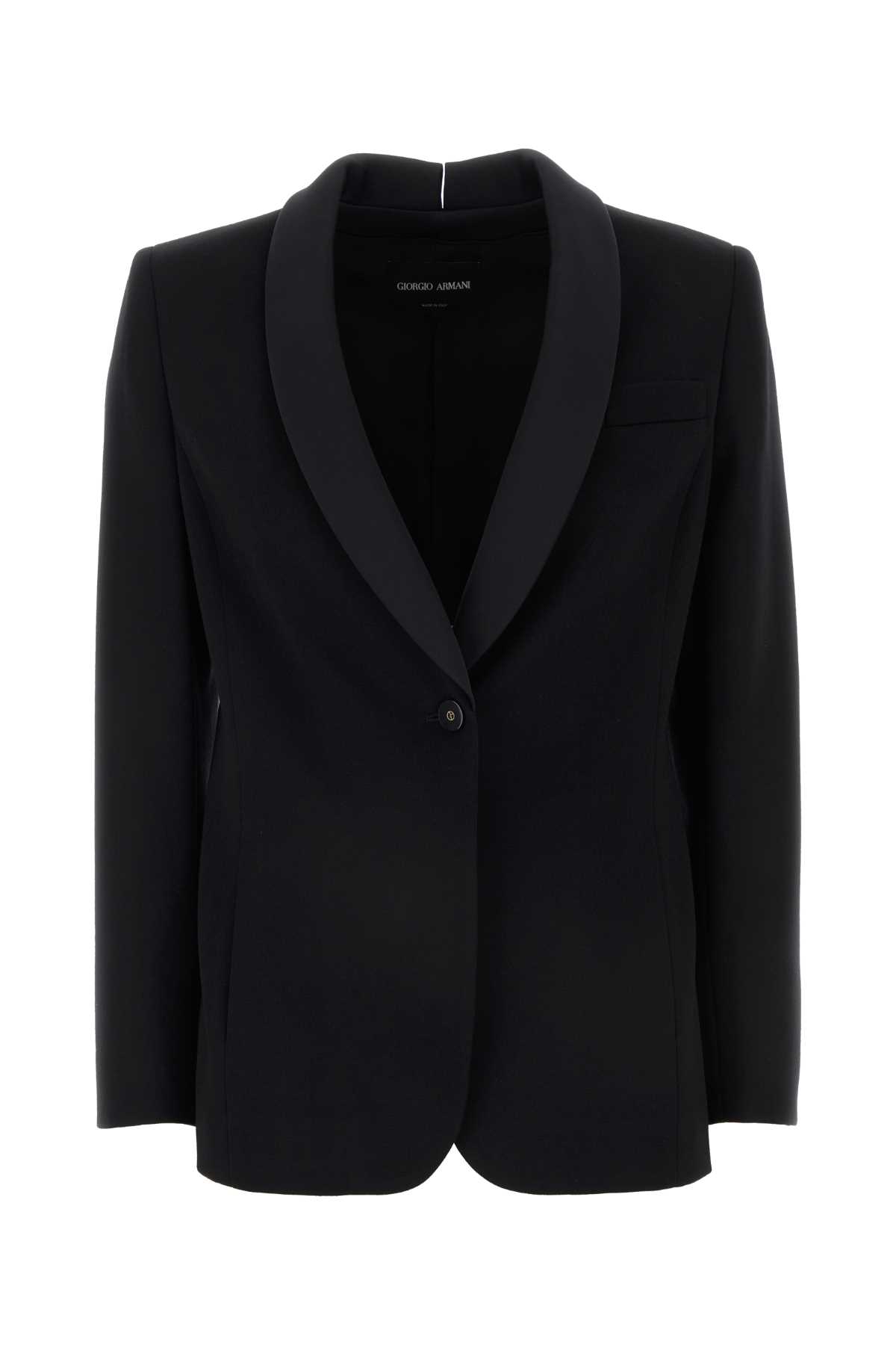 Shop Giorgio Armani Black Wool Blazer In Uc001