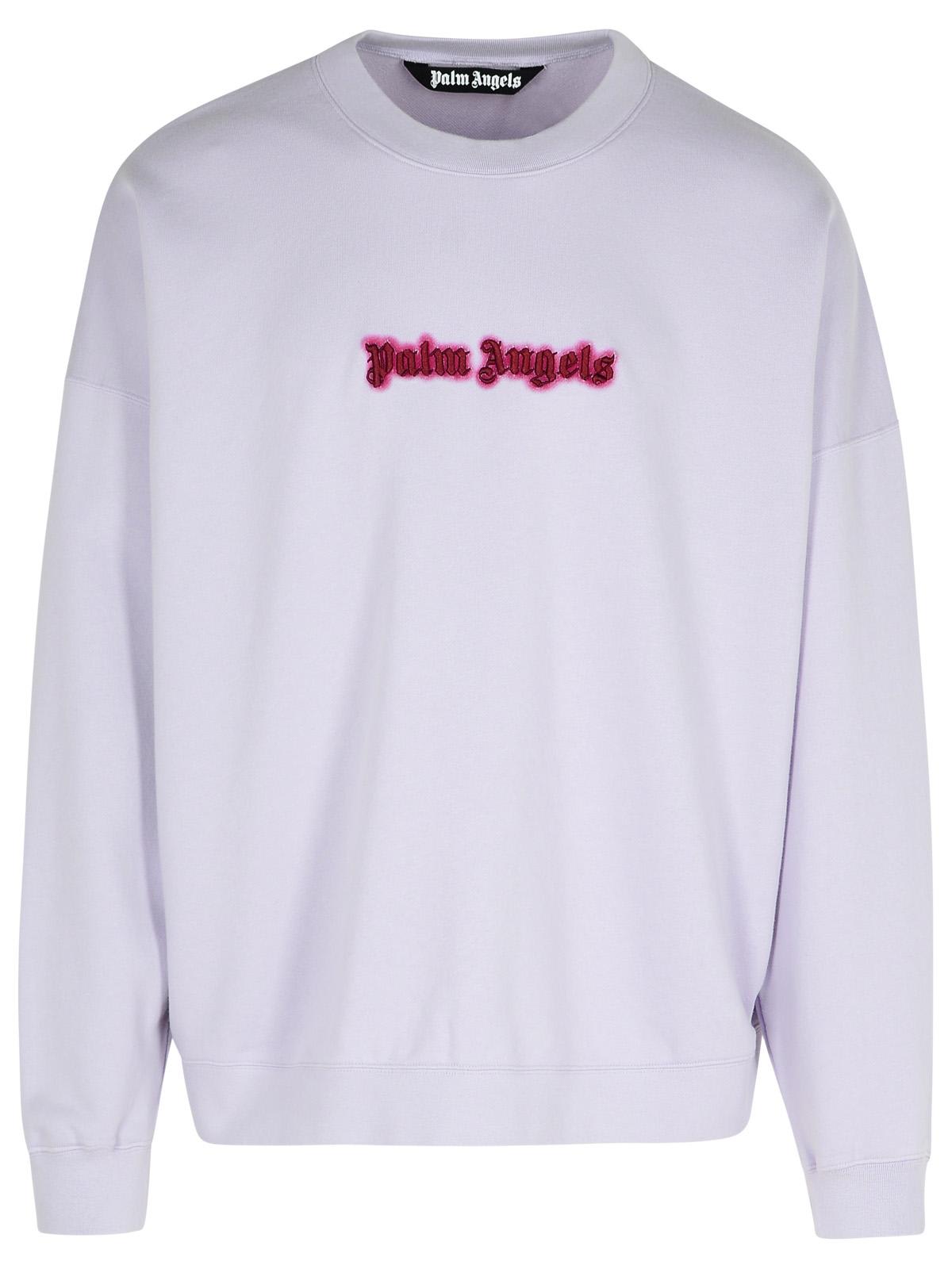 Shop Palm Angels Neon Lilac Cotton Sweatshirt In Liliac