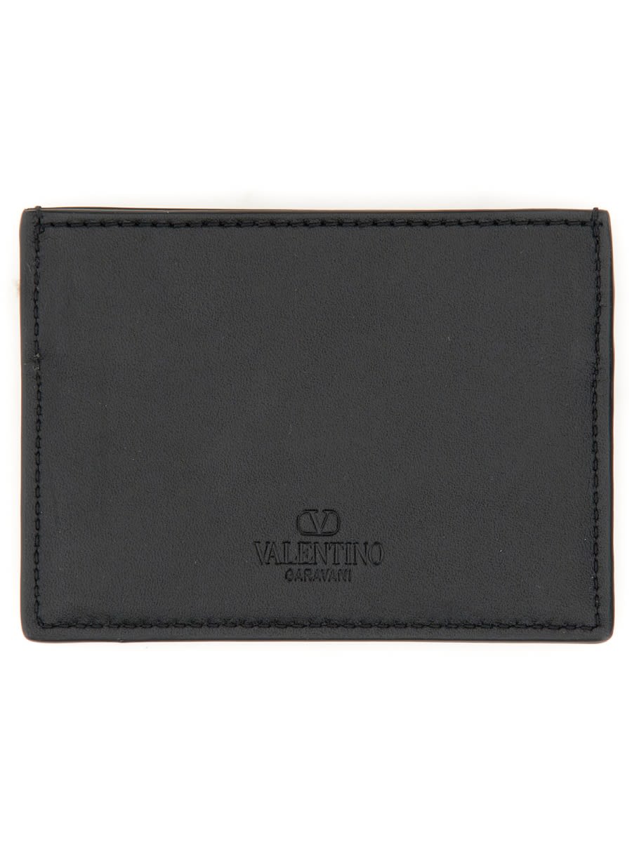 Shop Valentino Rockstud Card Holder In Black