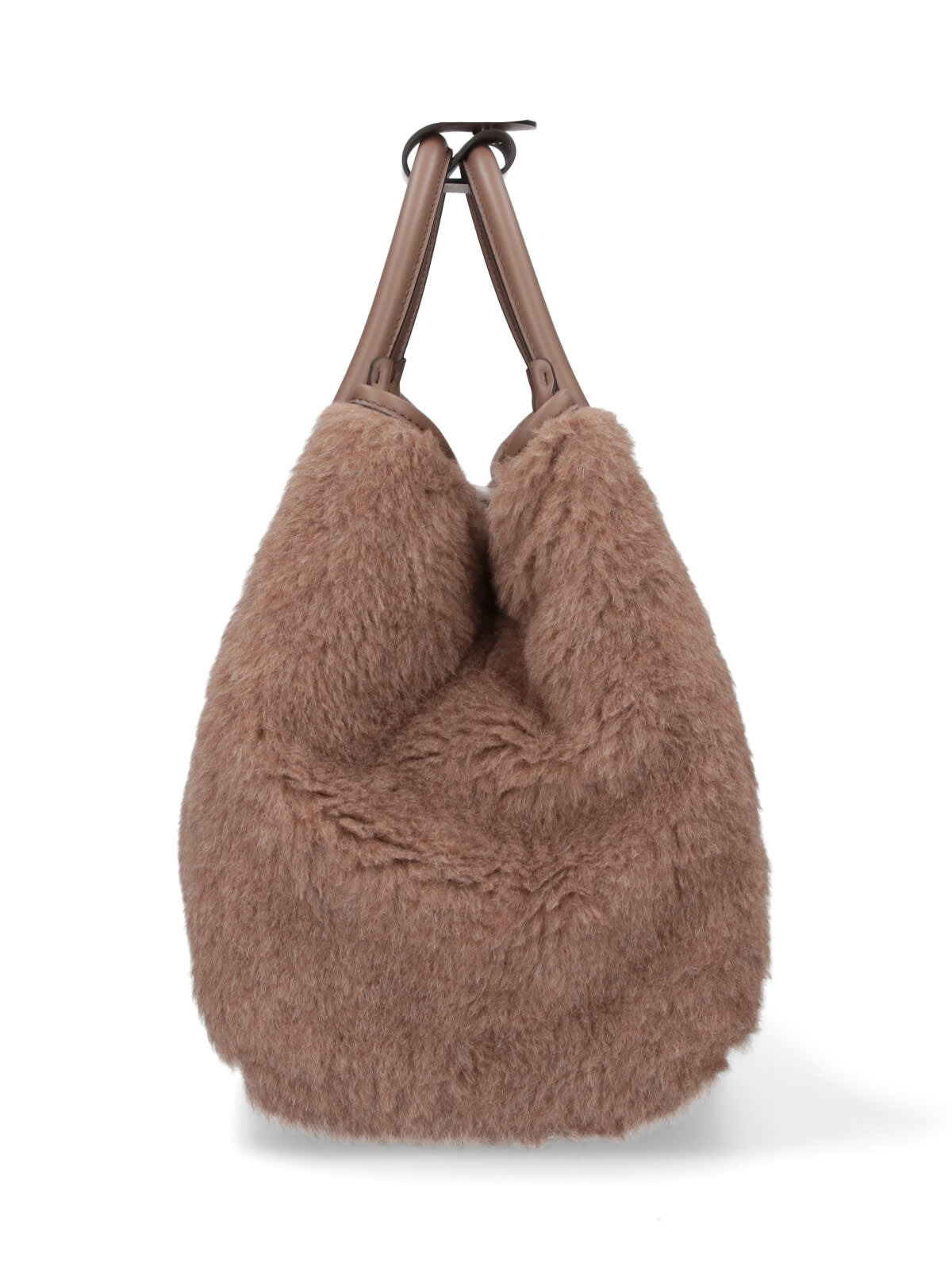 Max Mara Textured Shoulder Bag Detachable Strap In Brown