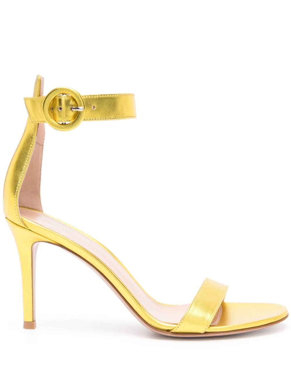 GIANVITO ROSSI YELLOW PORTOFINO 85 SANDALS 