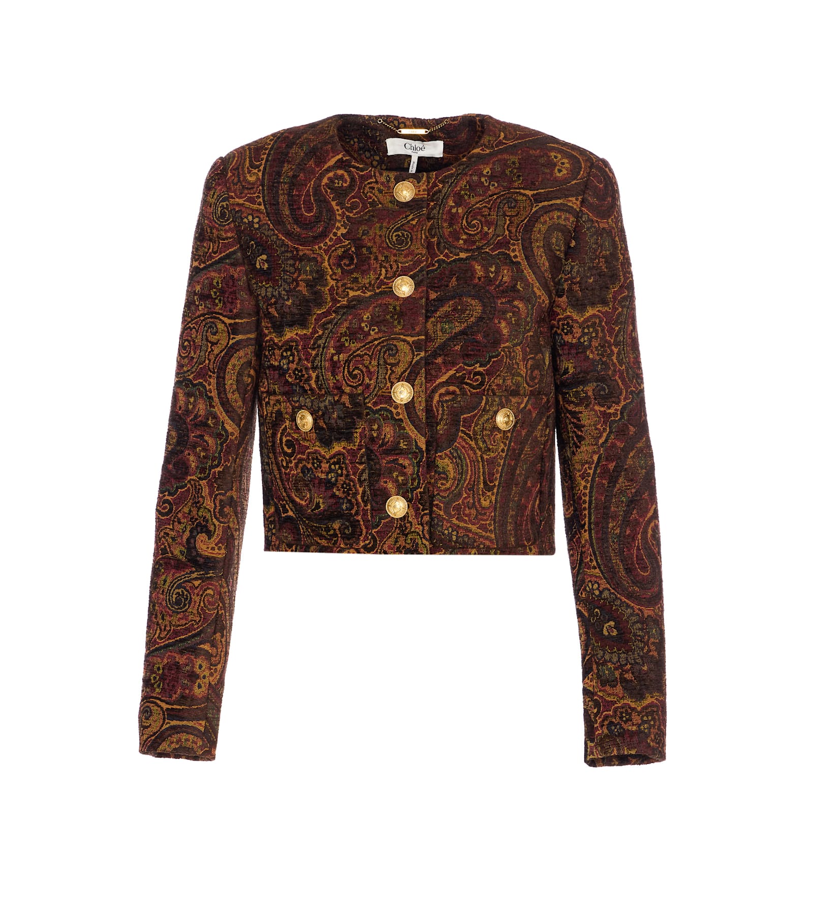 Chloé Jacket In Paisley Pattern Jacquard In Brown