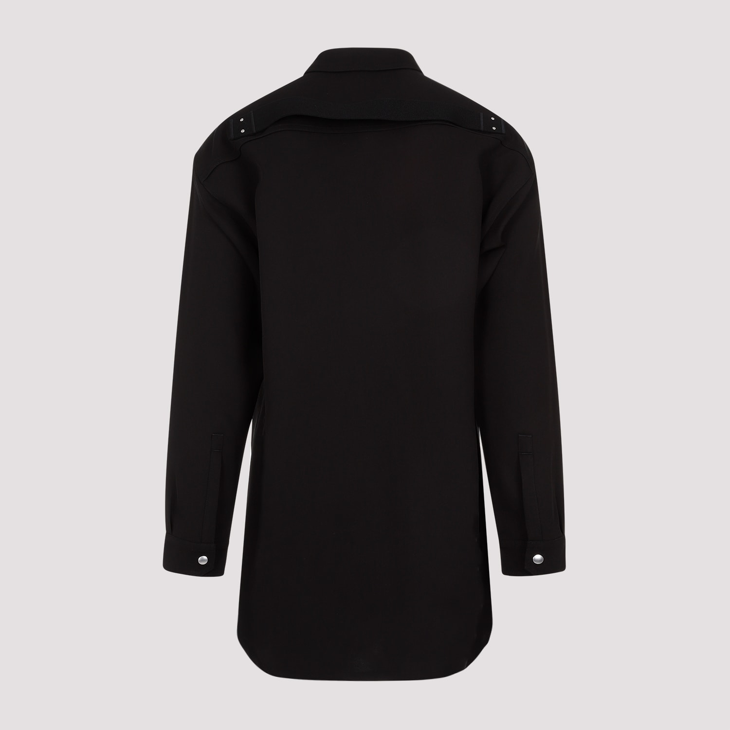 Shop Rick Owens Jumbo Fogpocket Silk Wool Shirt In Black