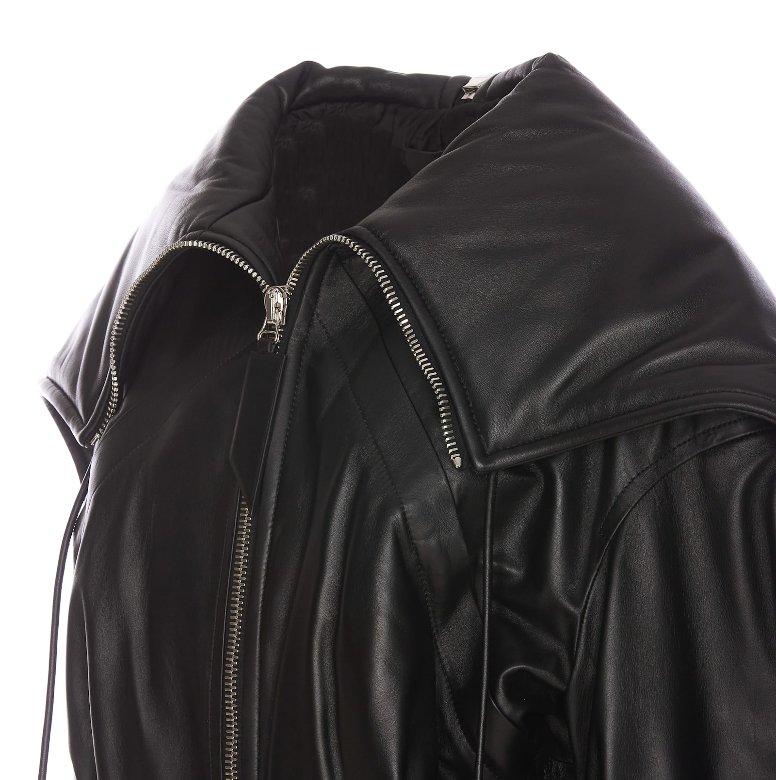 Shop Attico Leather Bomber In Black