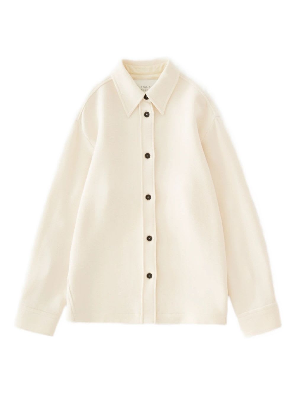 Studio Nicholson Long Sleeve Wool Shirt With Button Cuffs In White