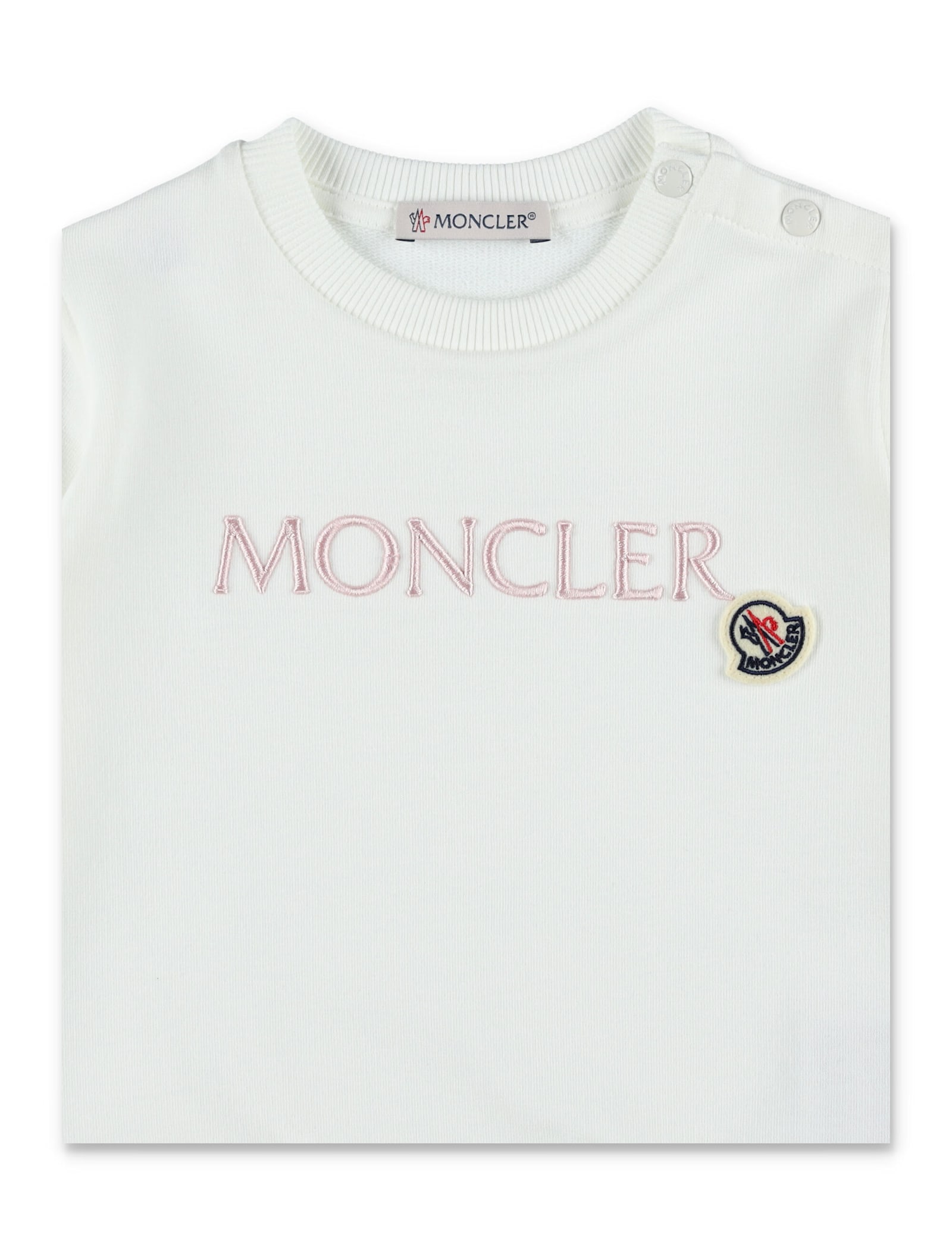 Moncler Kid - Embroidered Logo Coton Sweatshirt In White