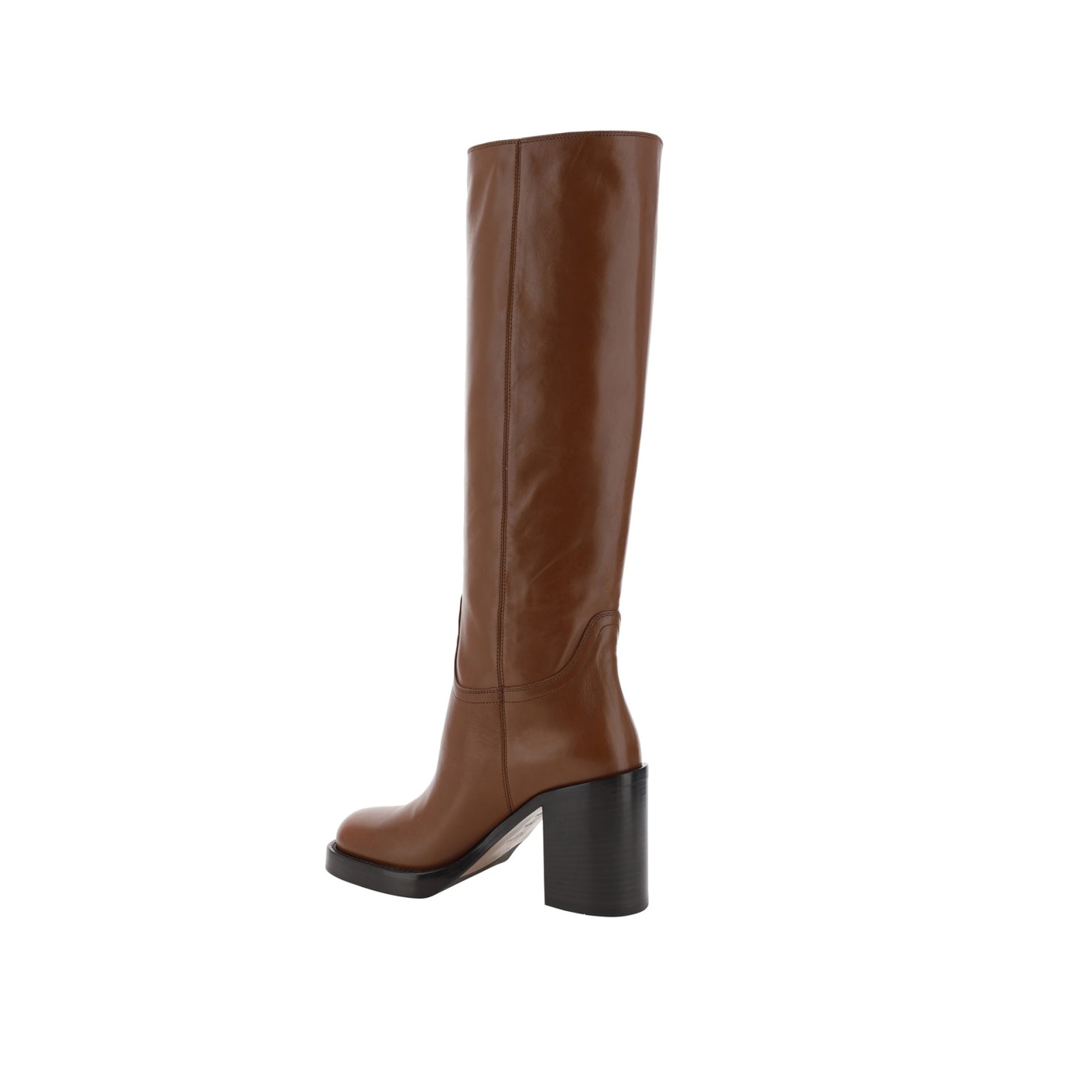 Shop Prada Leather Boots In Brown