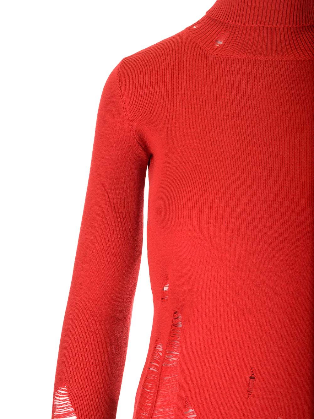 Shop Mm6 Maison Margiela Distressed Turtleneck In Red