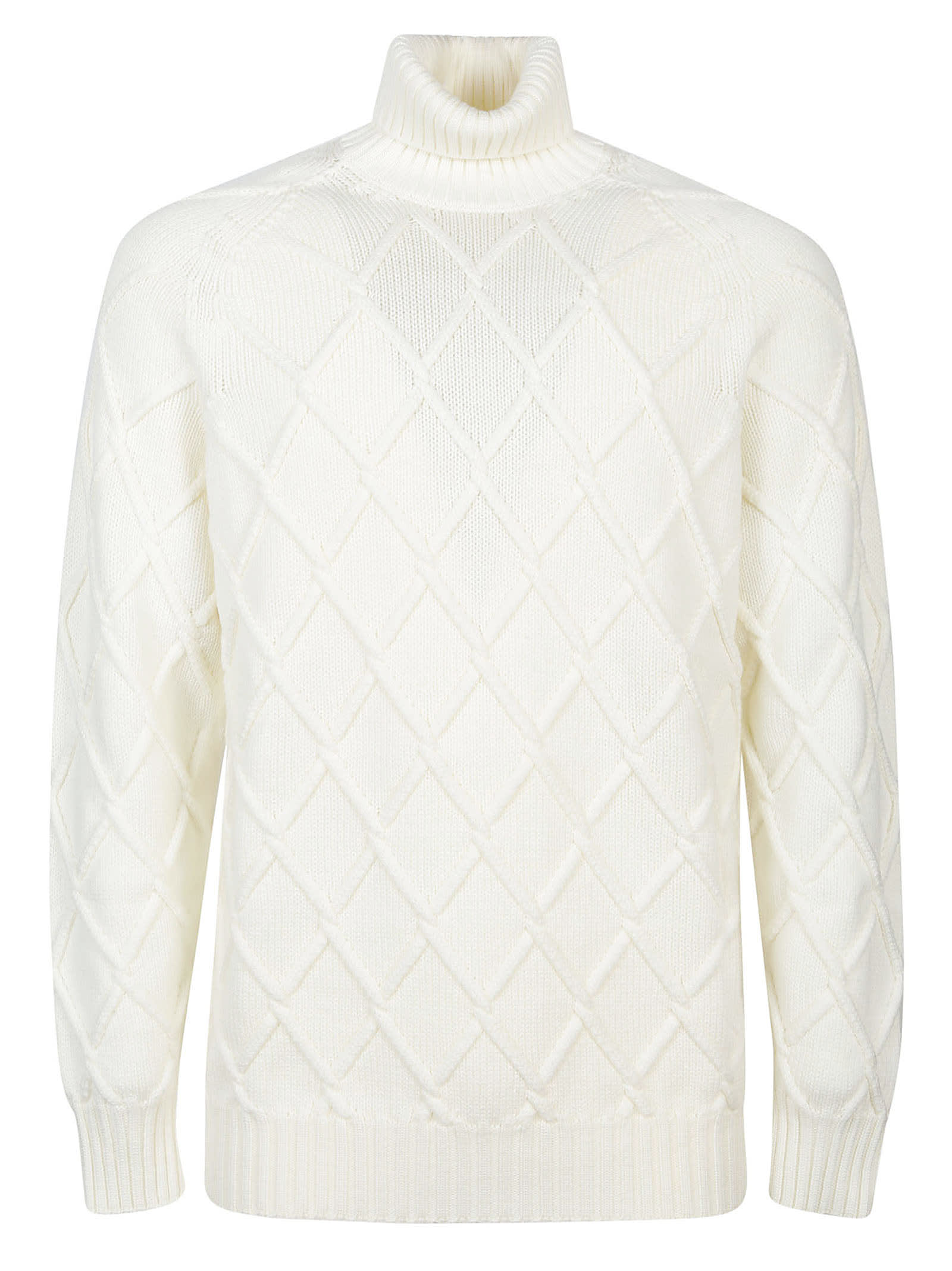 Shop Drumohr Long Sleeve Turtle Neck Sweater In Bianco