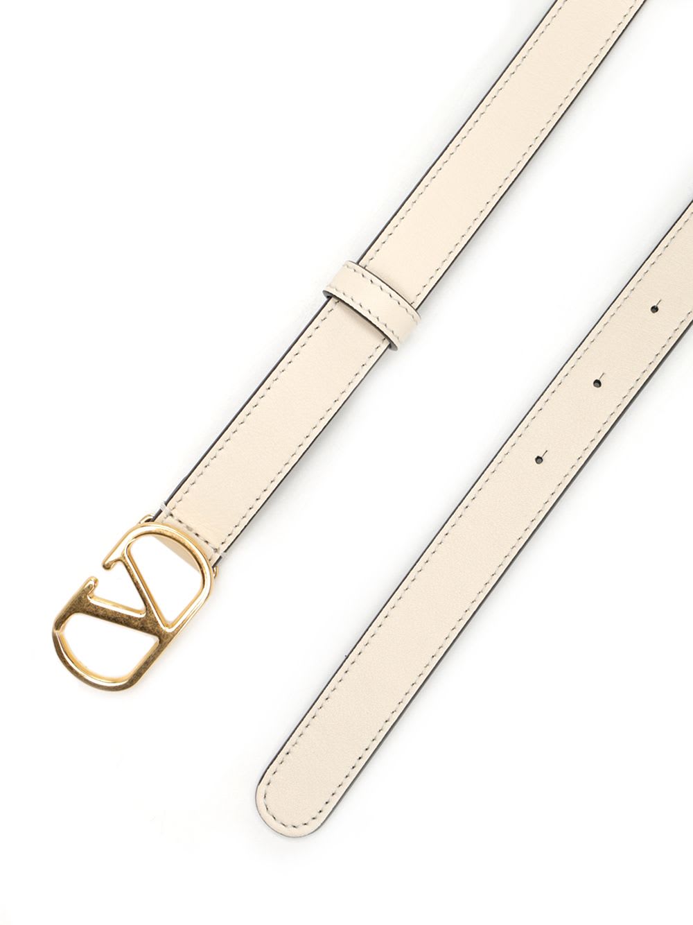 Valentino Vlogo Signature Buckled Belt In Neutral