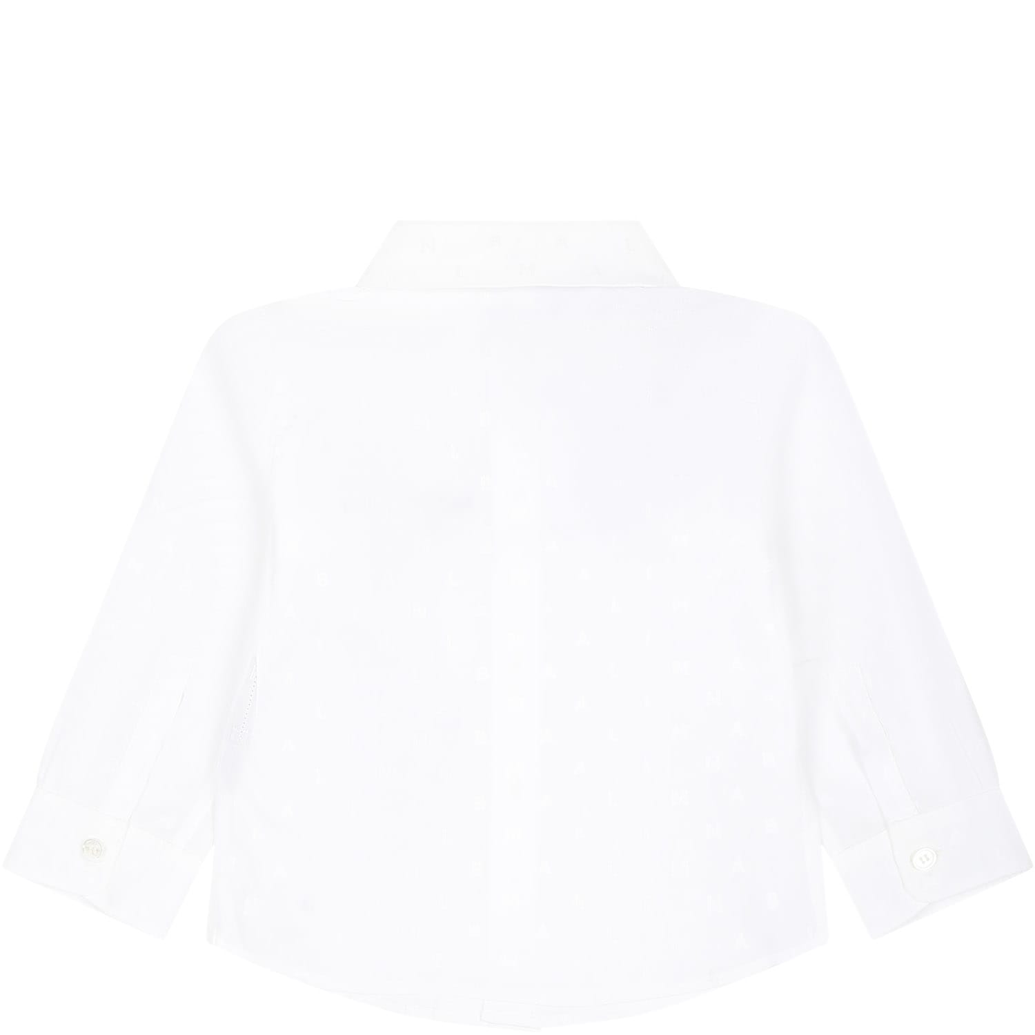 Shop Balmain White Shirt For Baby Boy With Logo