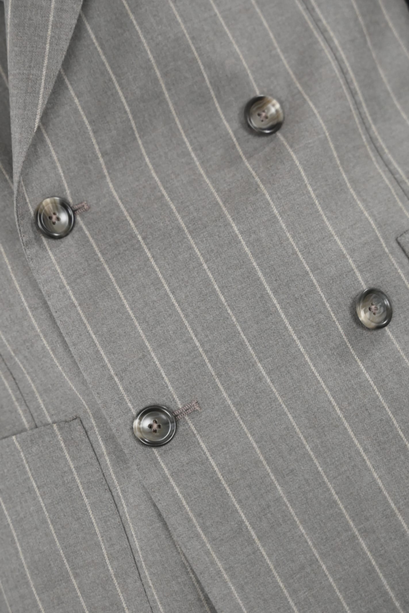 Shop Tagliatore Double-breasted Pinstriped Wool Suit In Grigio