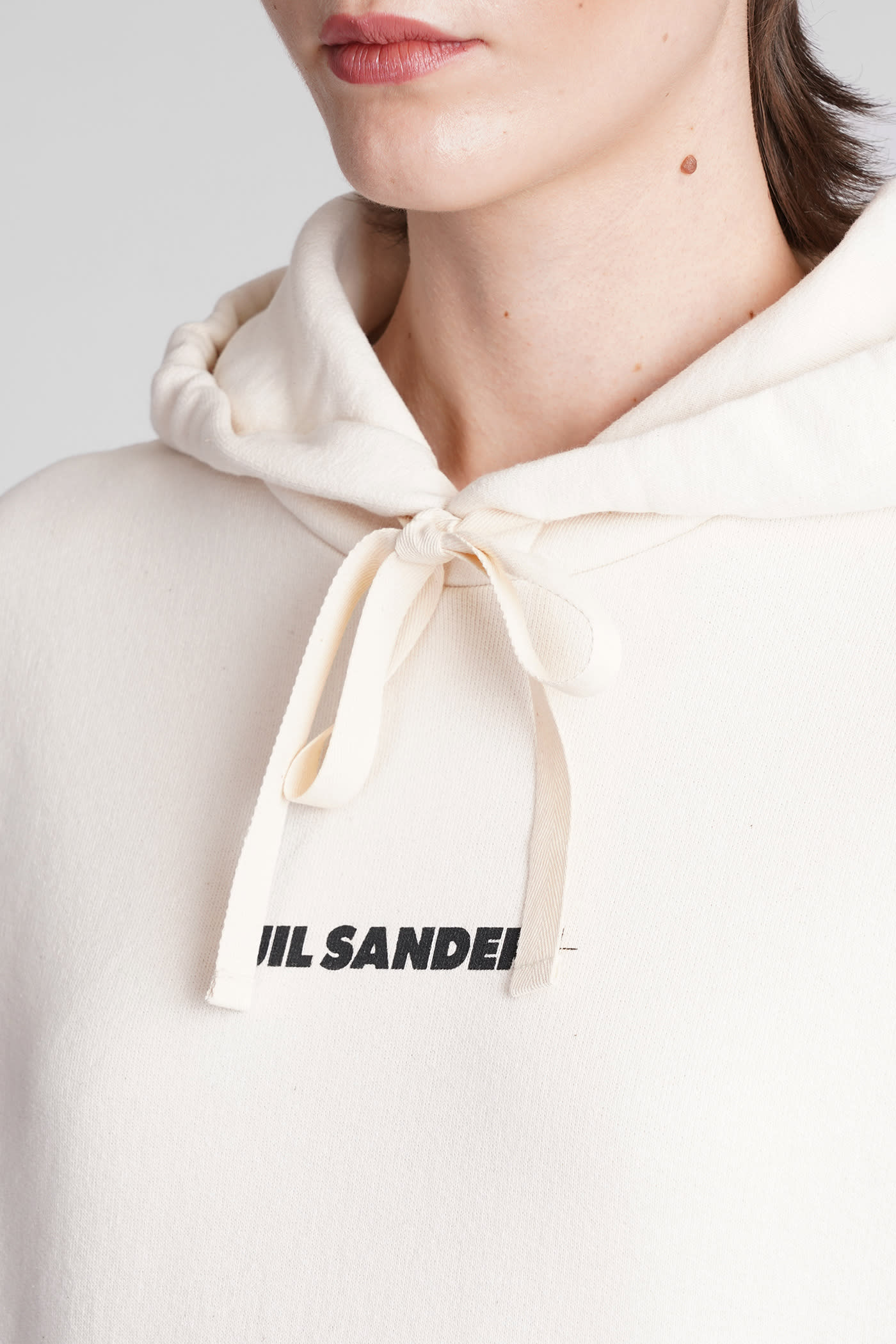 Shop Jil Sander Sweatshirt In Beige Cotton