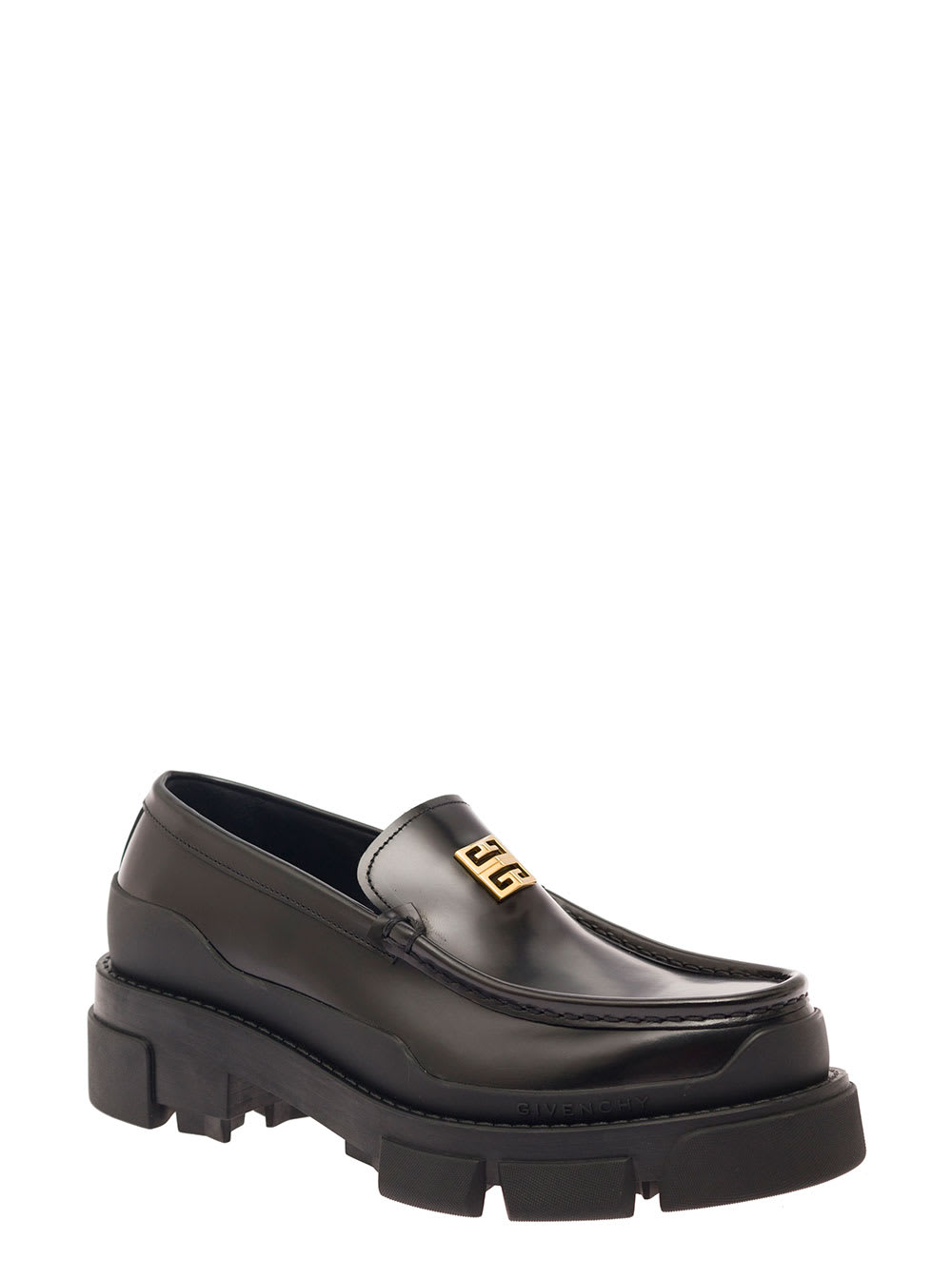 Shop Givenchy Terra Black Loafers With 4g Logo In Leather Woman