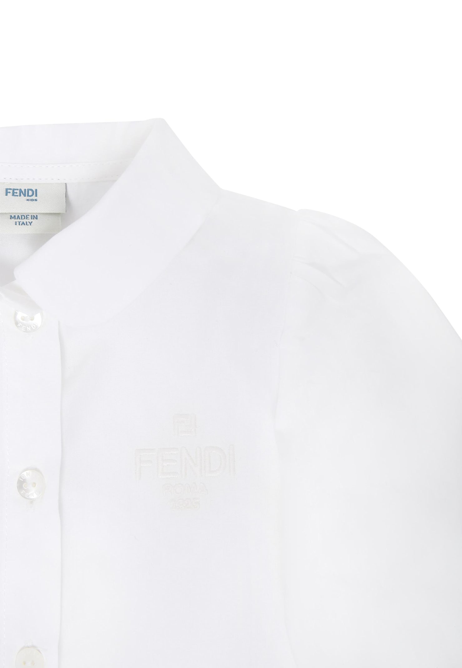 Fendi Long Sleeved Shirt For Baby Girl In White