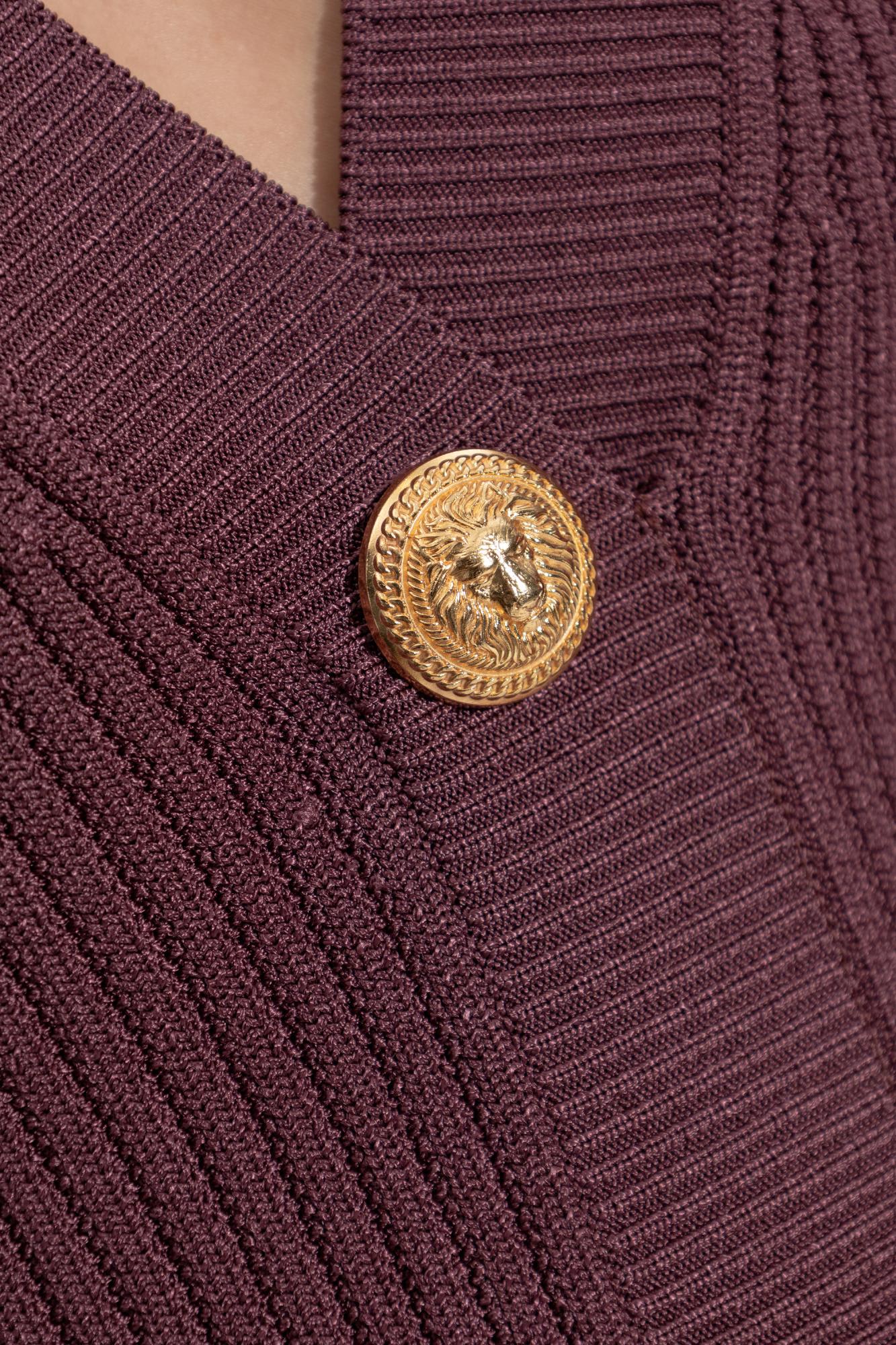 Balmain Dress With Decorative Buttons In Red