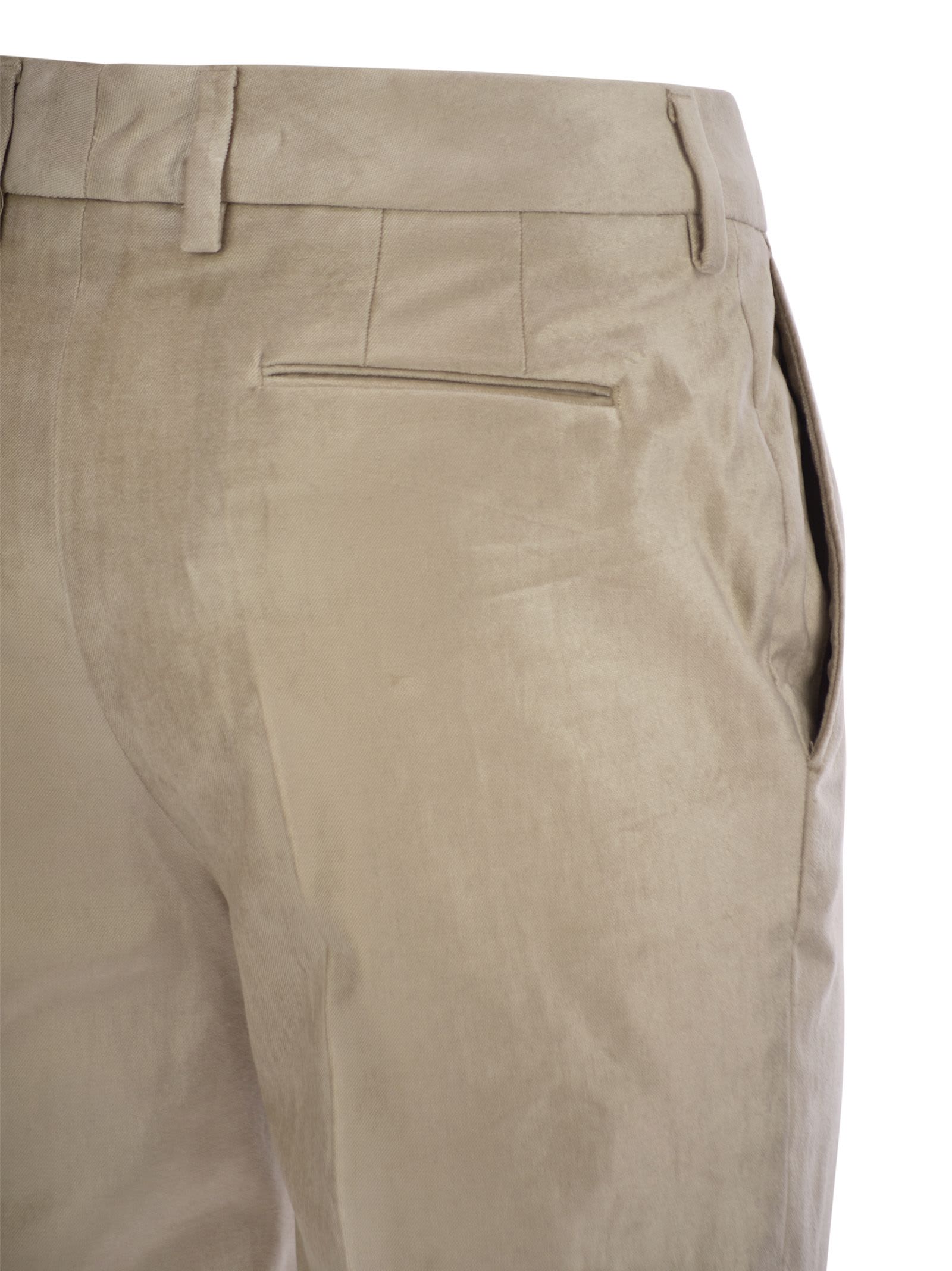 Shop Pt Torino New York - Velvet Trousers In Ivory