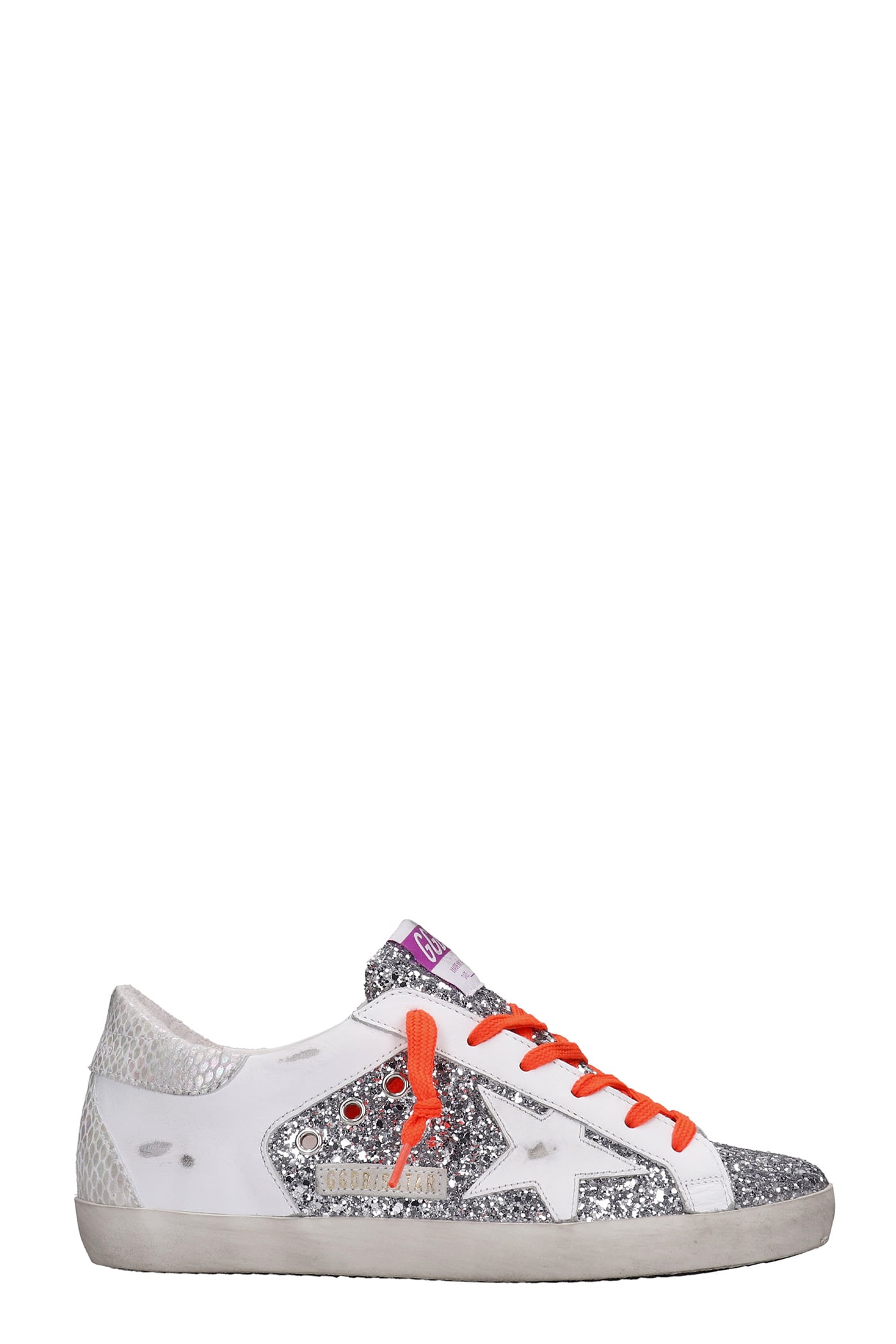 Buy Golden Goose Superstar Sneakers In White Glitter online, shop Golden Goose shoes with free shipping