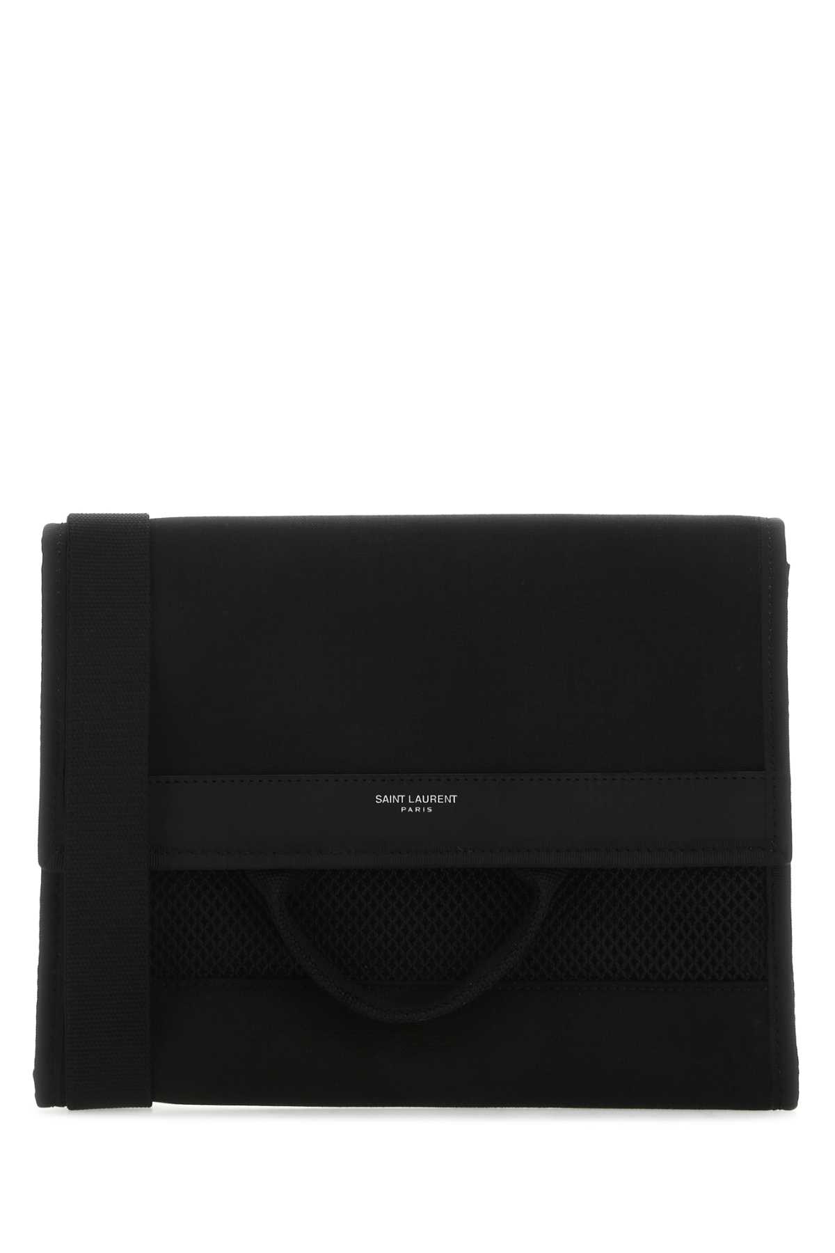 Shop Saint Laurent Black Nylon City Shoulder Bag In 1000