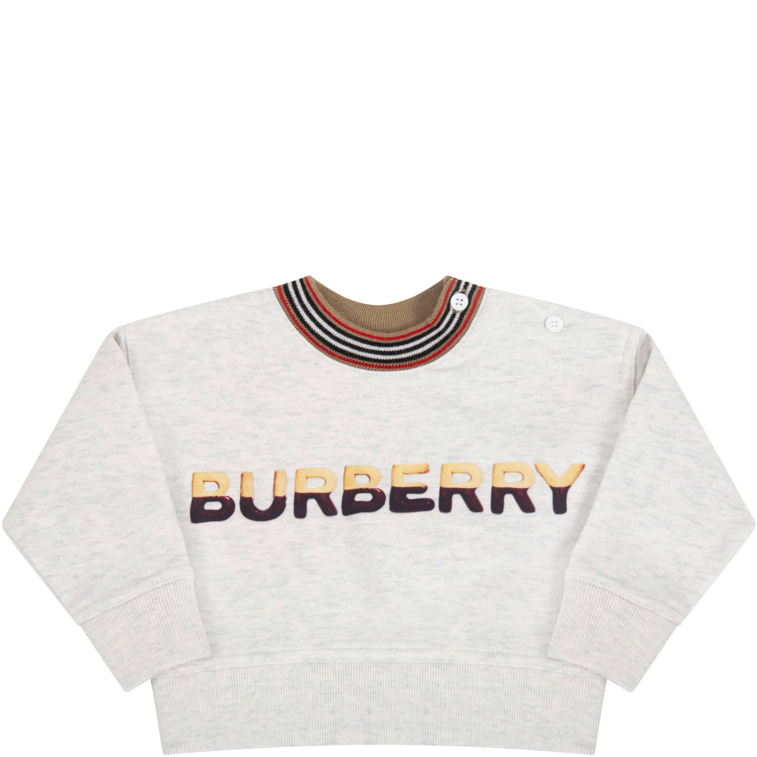 Burberry Grey Sweatshirt For Babykids With Logo
