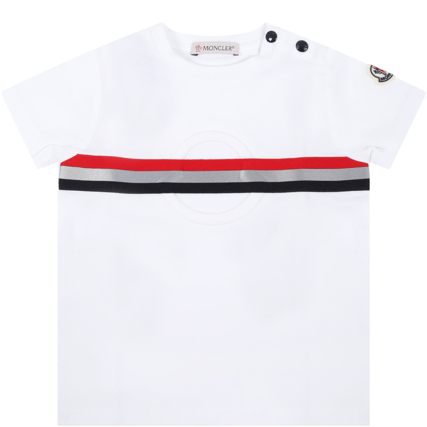 Moncler White T-shirt For Babyboy With Patch