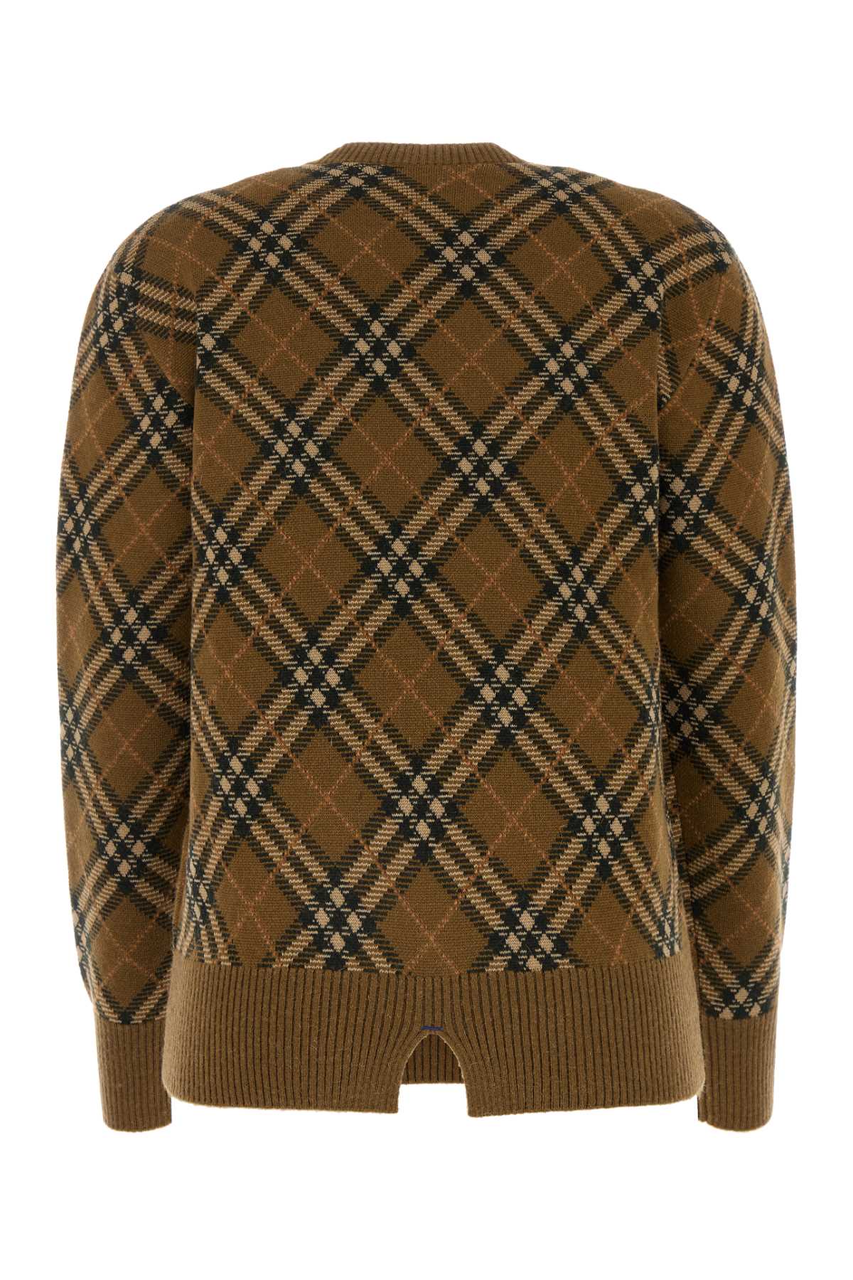 Shop Burberry Embroidered Wool Blend Sweater In Shrewipcheck