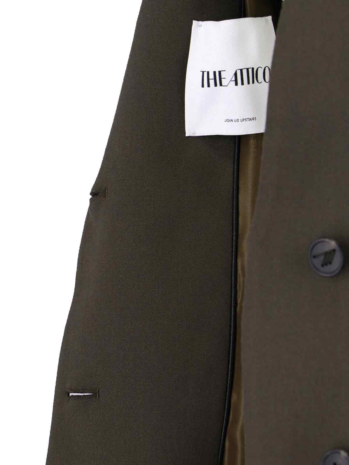 Attico Single-breasted Virgin Wool Blazer In Brown