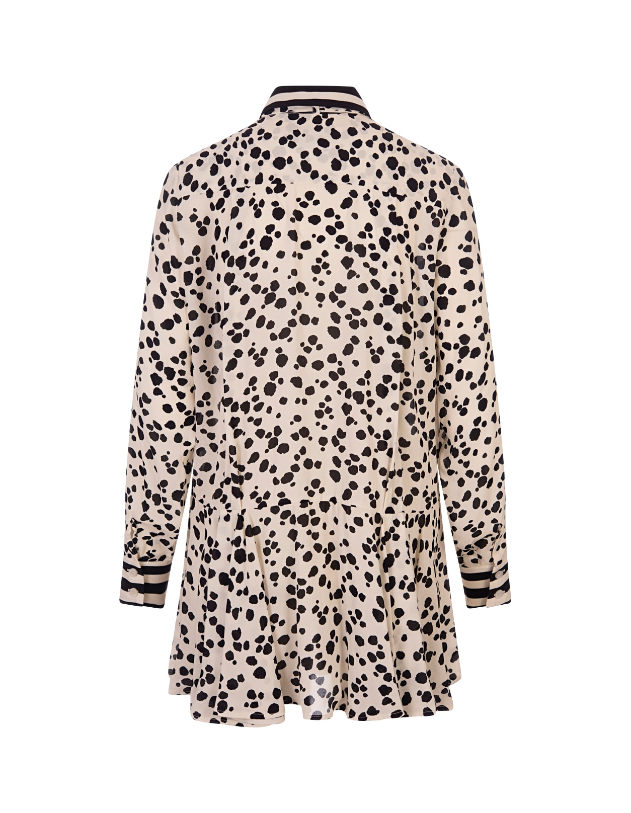 Shop Msgm White Satin Mini Dress With  Polka Dot Pattern