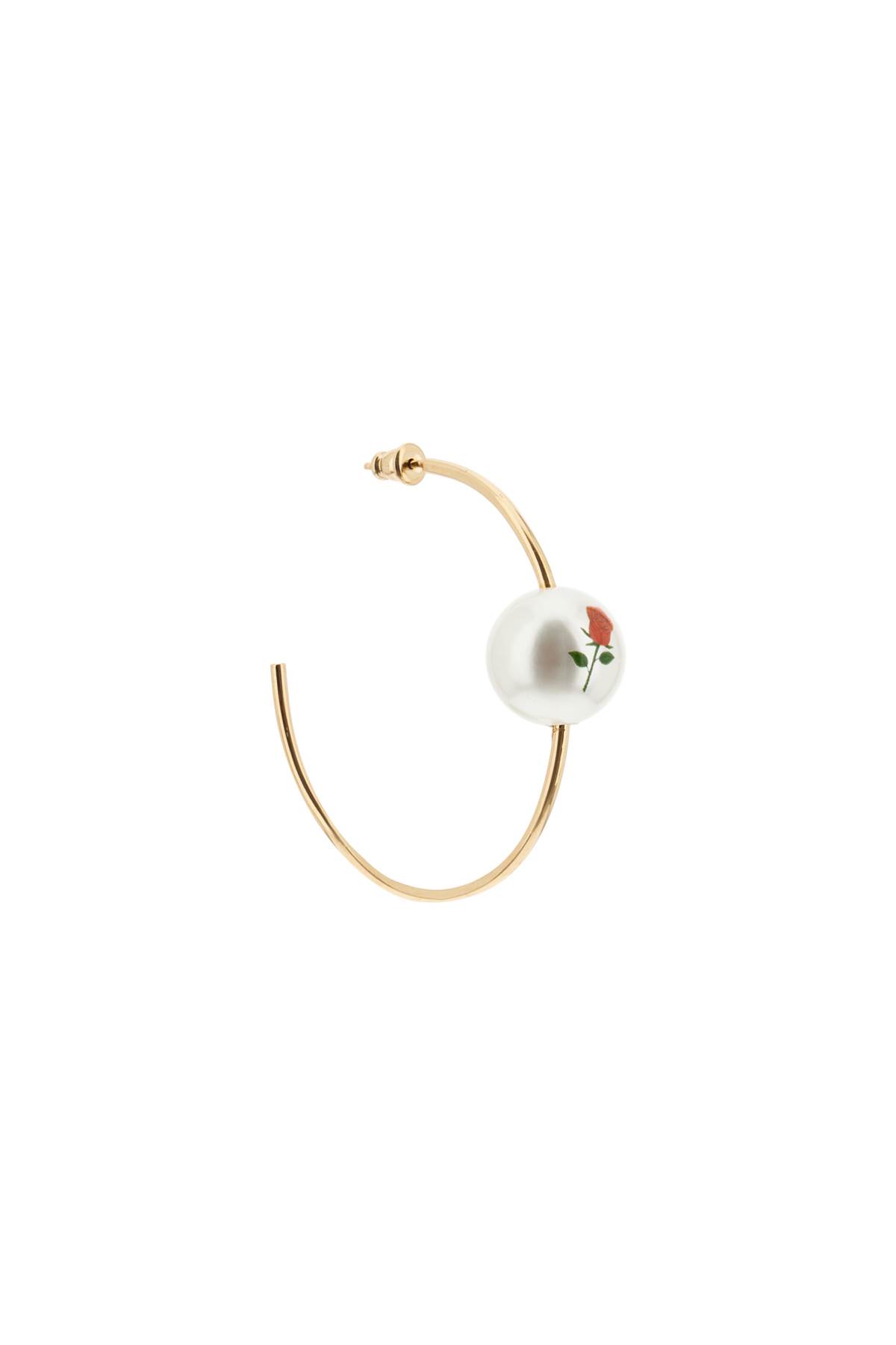 Shop Safsafu Pearl & Roses Hoop Earrings In Gold (gold)