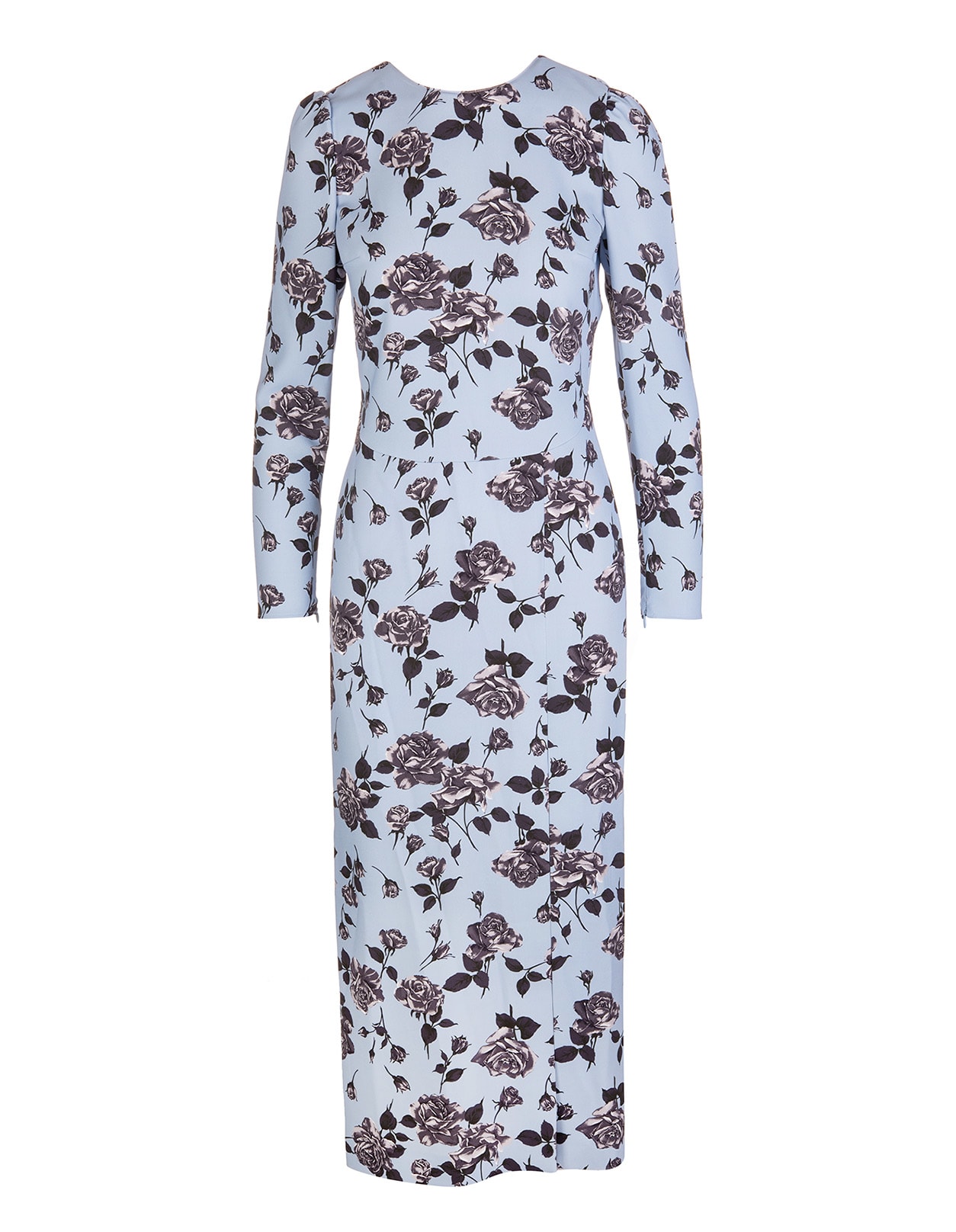 RED Valentino Long Light Blue Sheath Dress With Floral Print
