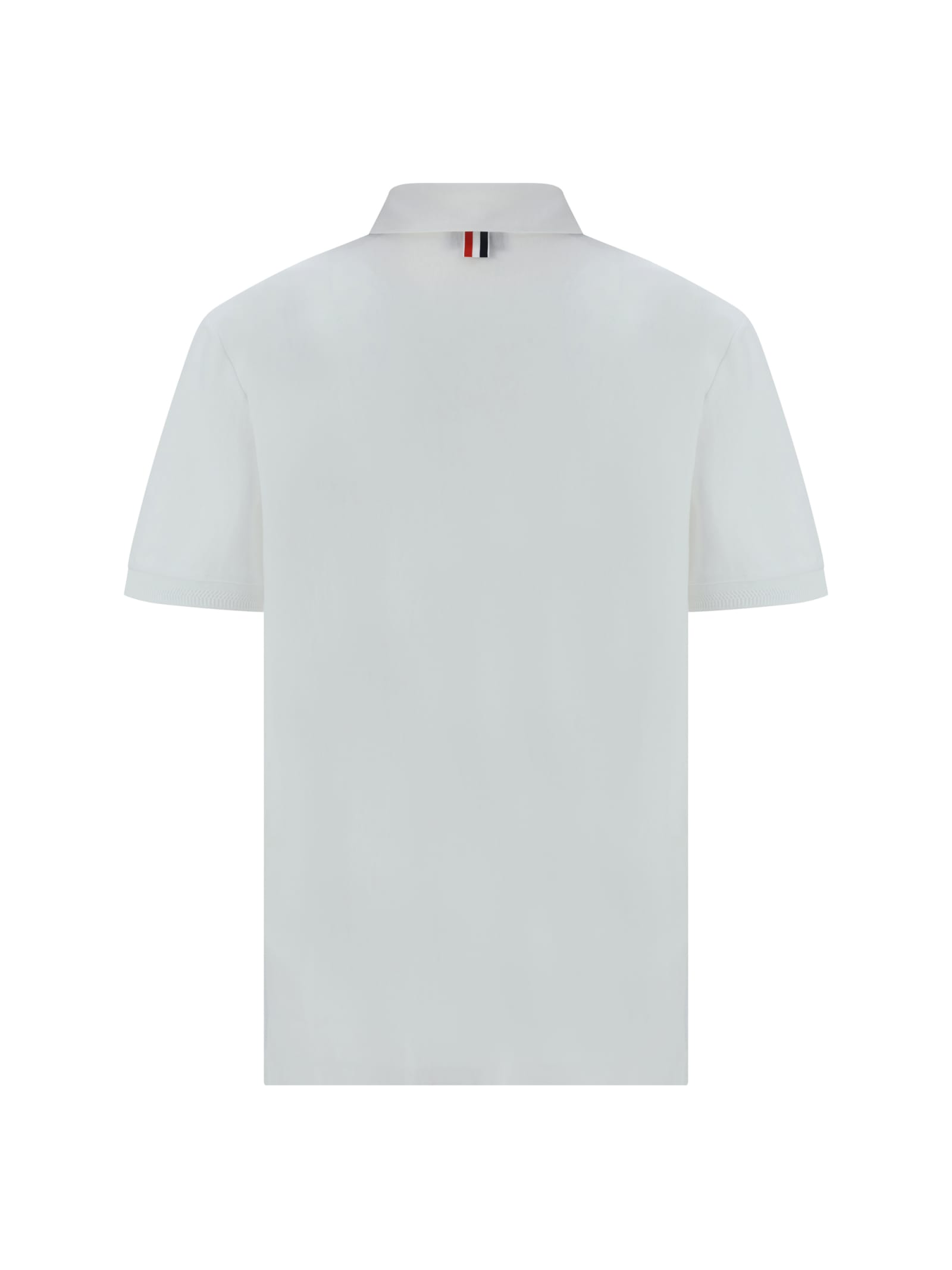Shop Thom Browne Short-sleeve Rib Cuff Polo Shirt In White