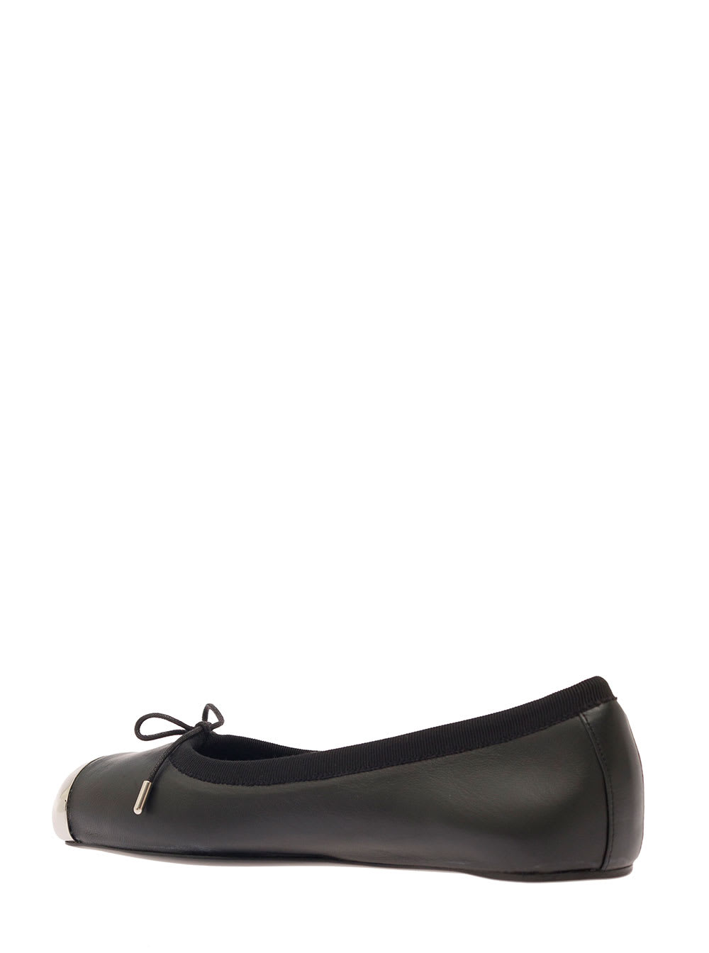 Shop Alexander Mcqueen Black Ballet Flats With Metallic Toe In Smooth Leather Woman