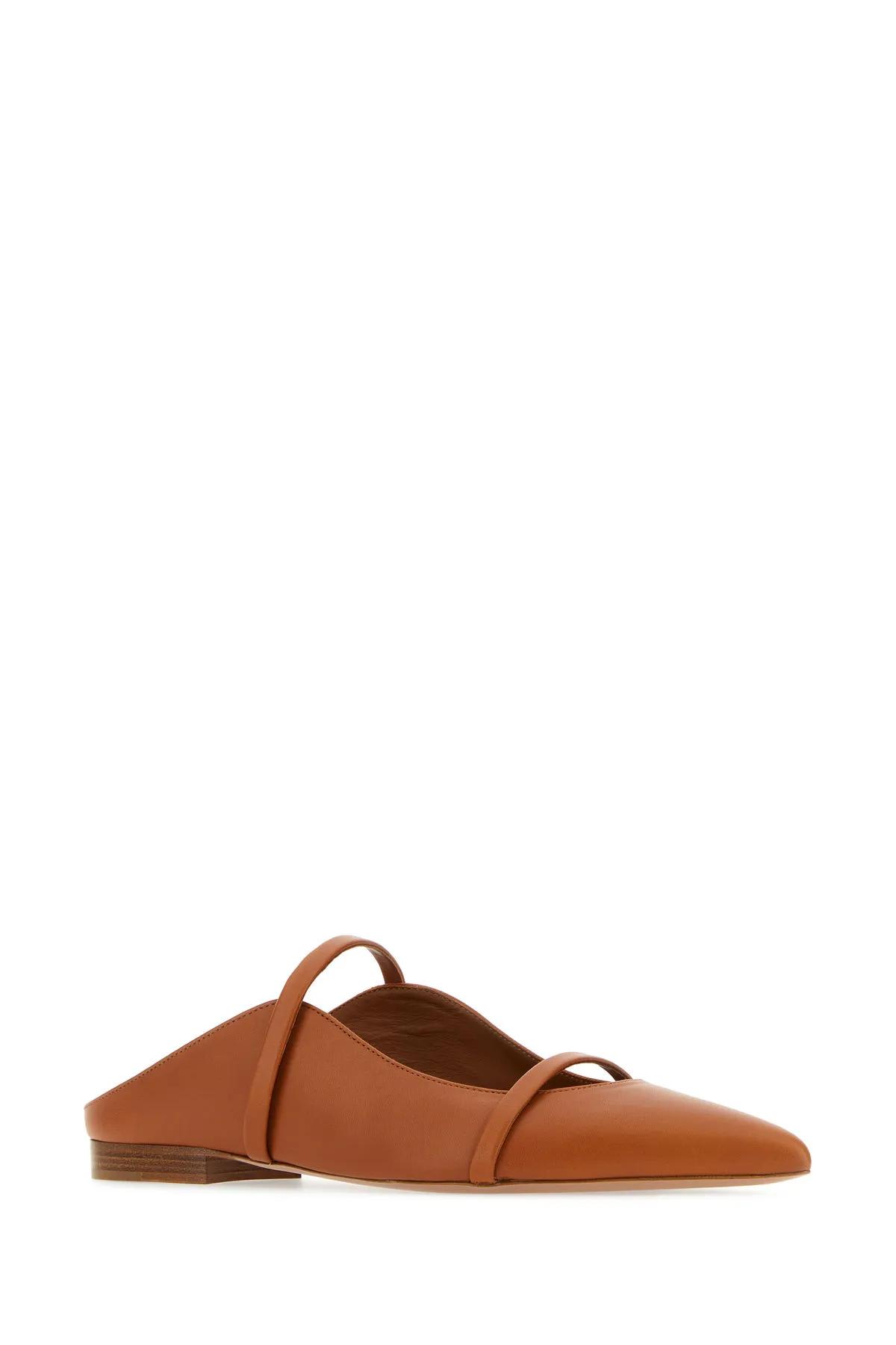 Shop Malone Souliers Caramel Nappa Leather Maureen Flat Slippers In Brown
