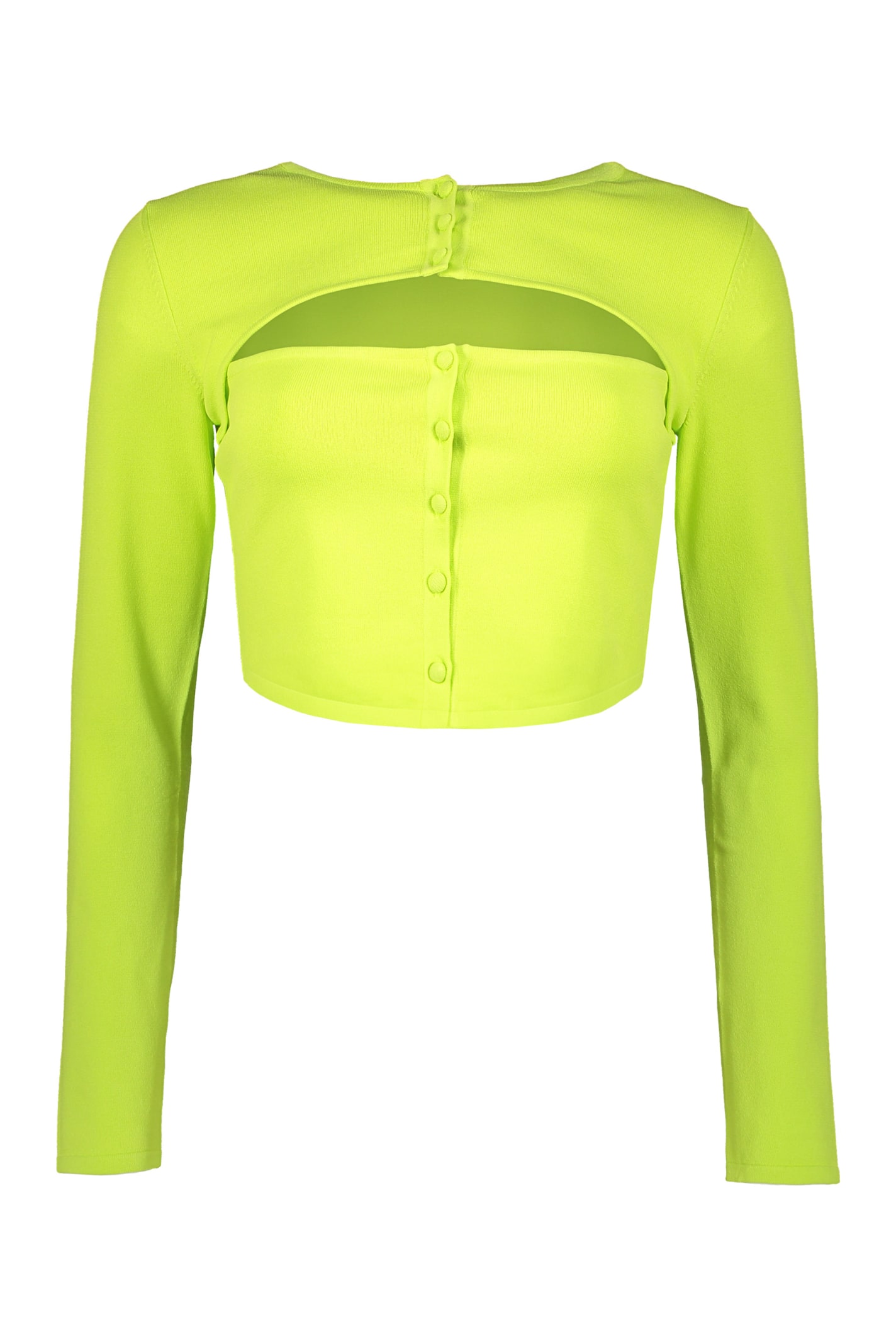 Shop Dsquared2 Long Sleeve Crop Top In Green