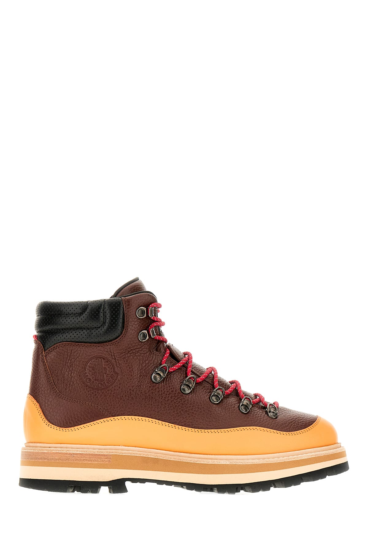 Shop Moncler Two-tone Leather Peka Trek Ankle Boots In P39