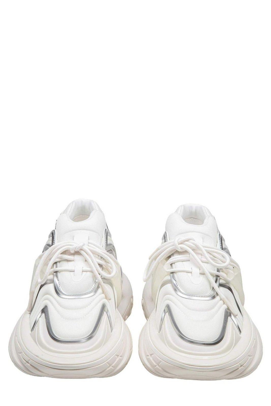 Shop Balmain Unicorn Wave Panelled Sneakers In White