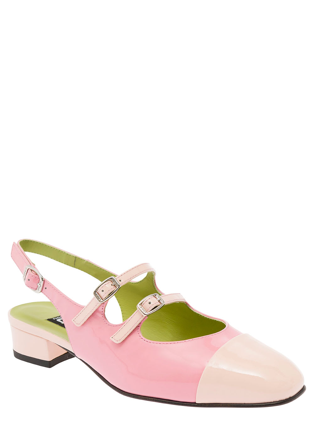 Shop Carel Abricot Pink Slingback Mary Janes With Contrasting Toe In Leather Woman