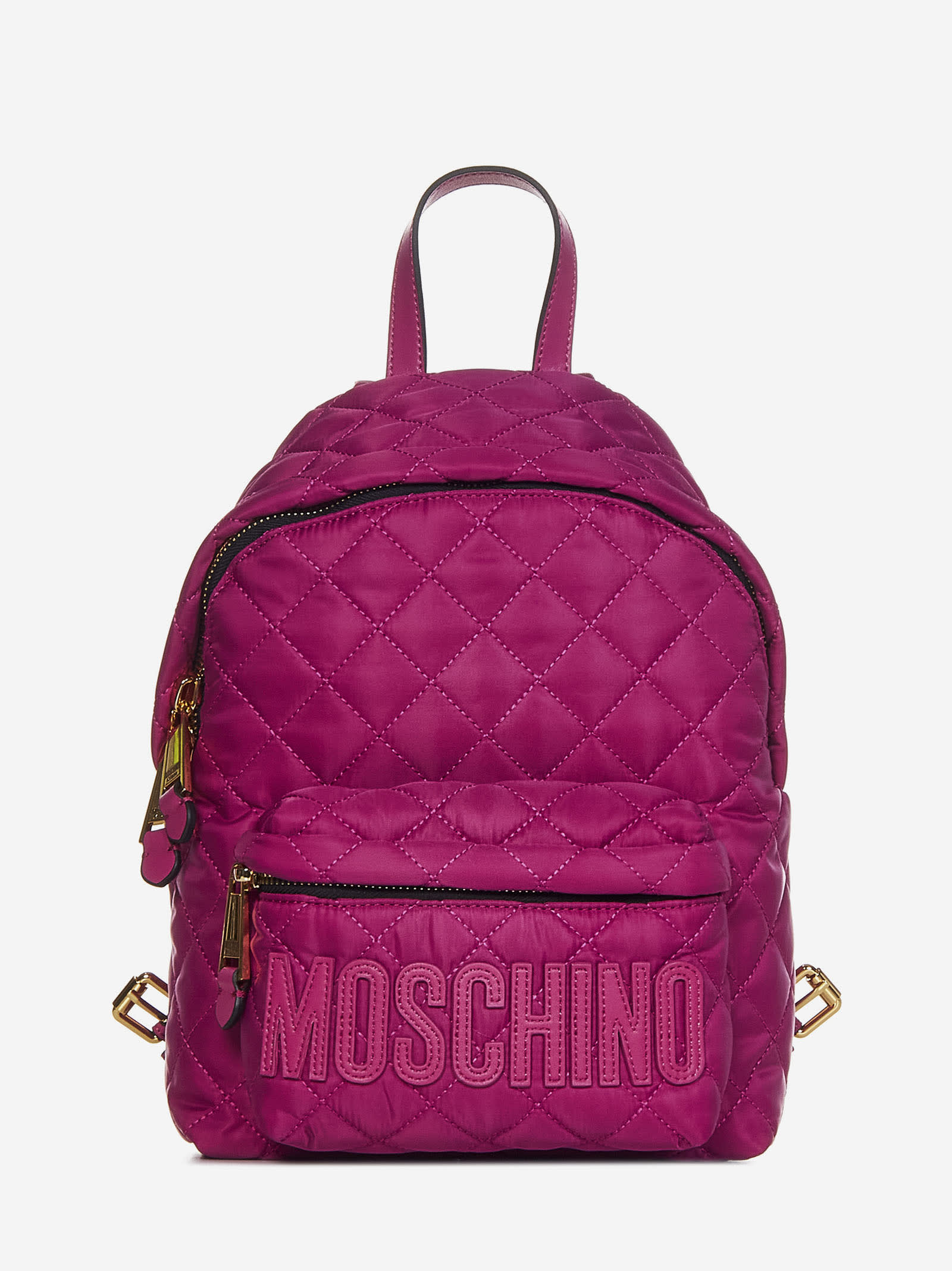 Moschino Quilted Logo Embossed Backpack