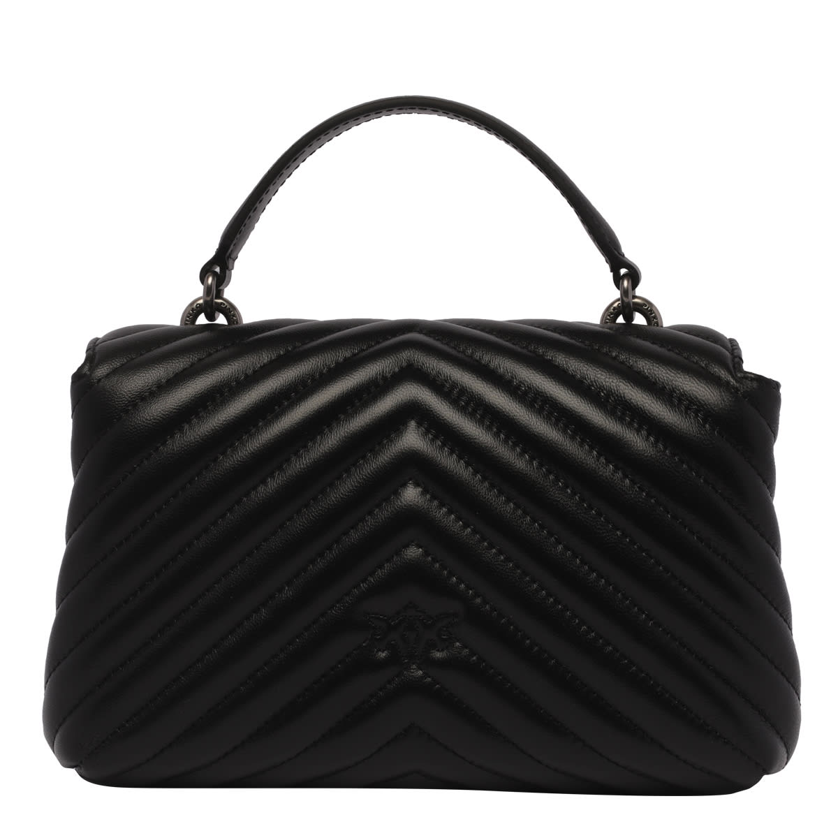 Shop Pinko Mini Lady Love Bag Puff Chevron In Nero-old Silver