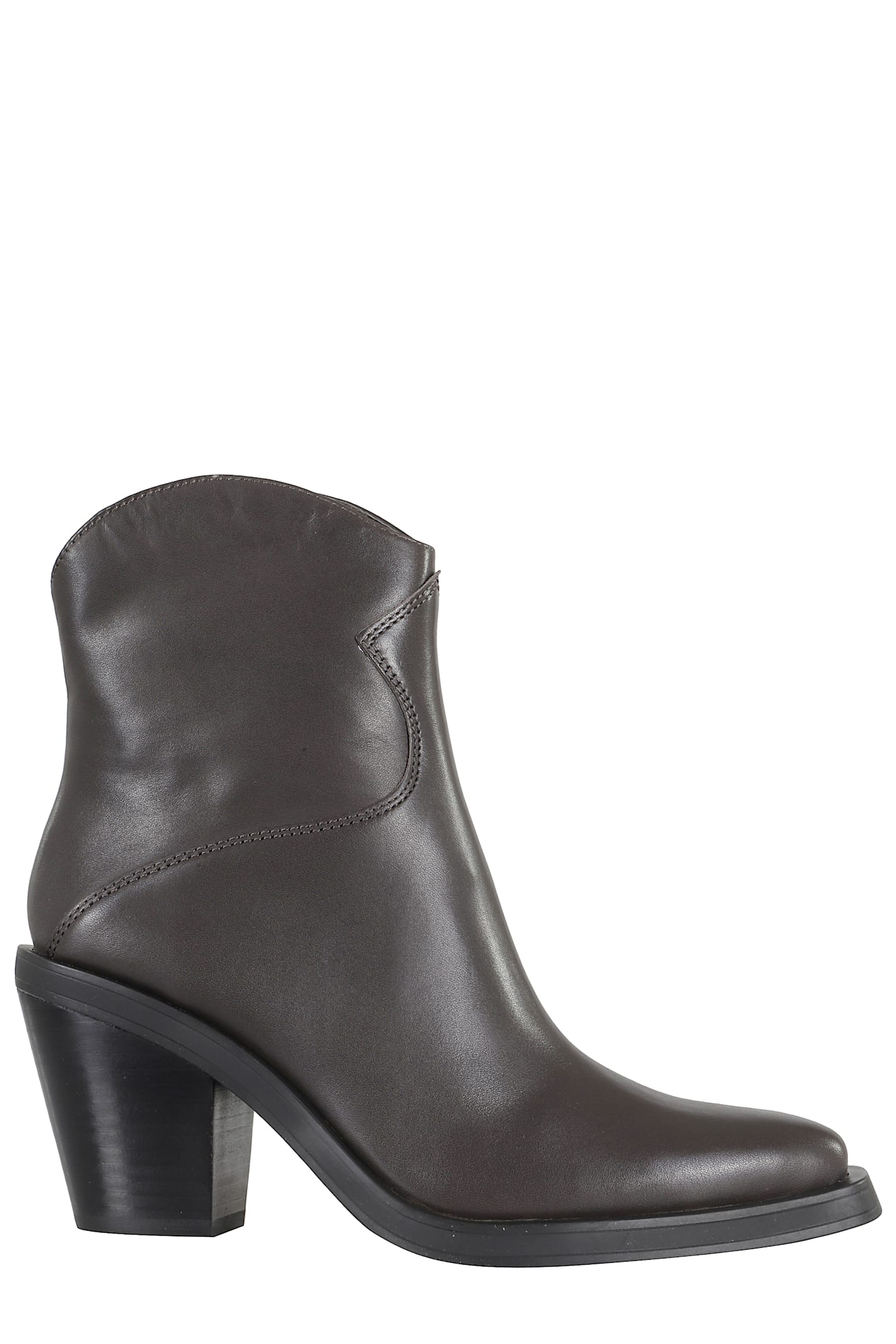 Ash Brown Leather Ankle Boots In Brown