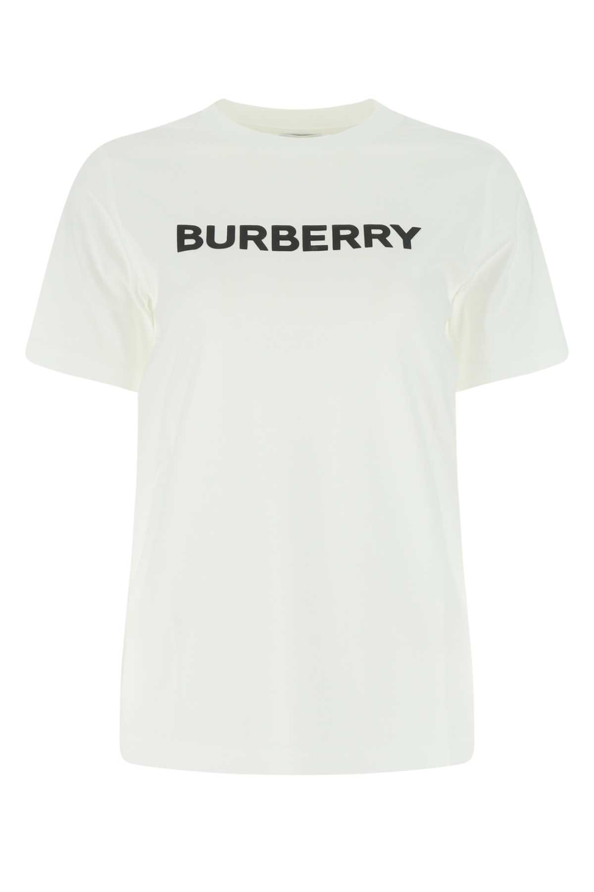 Shop Burberry White Cotton T-shirt In A1464
